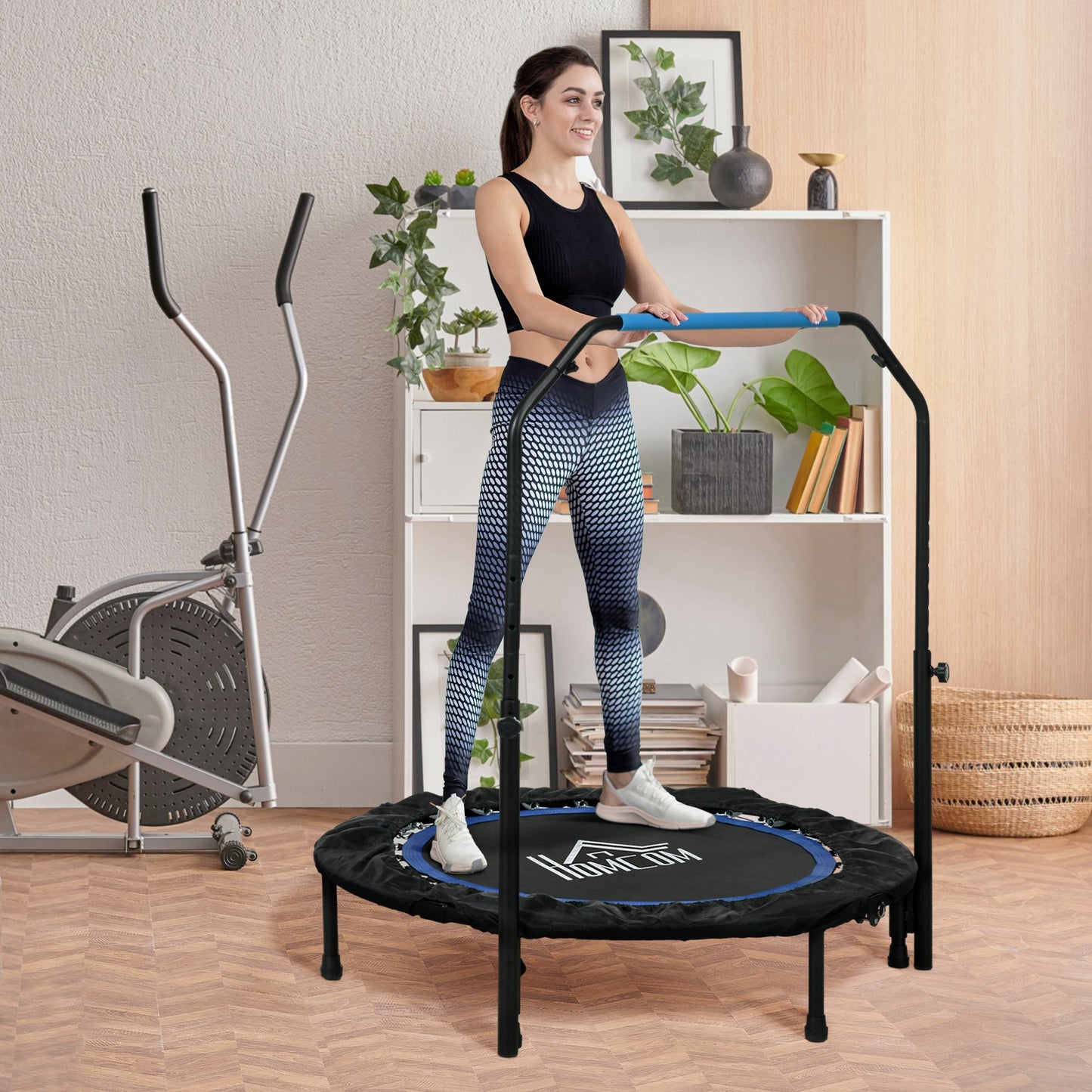 40" Foldable Mini Fitness Trampoline, with Adjustable Foam Handle