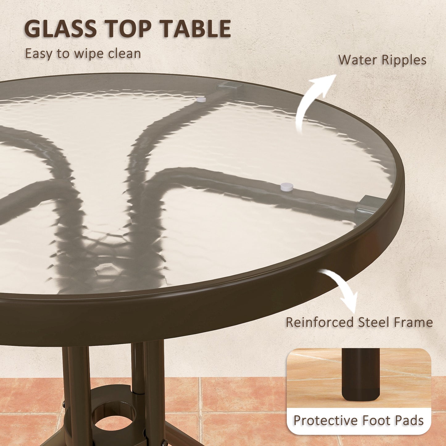 3 Pieces Patio Bistro Set with Stackable Chairs