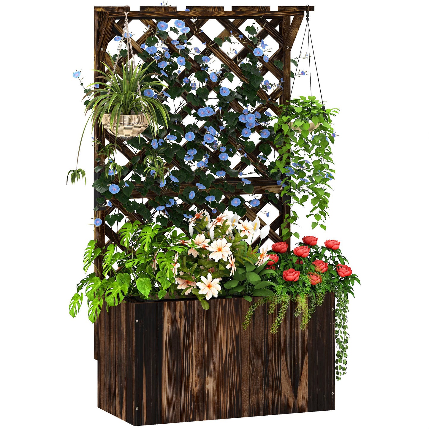 Wooden Planter with Trellis
