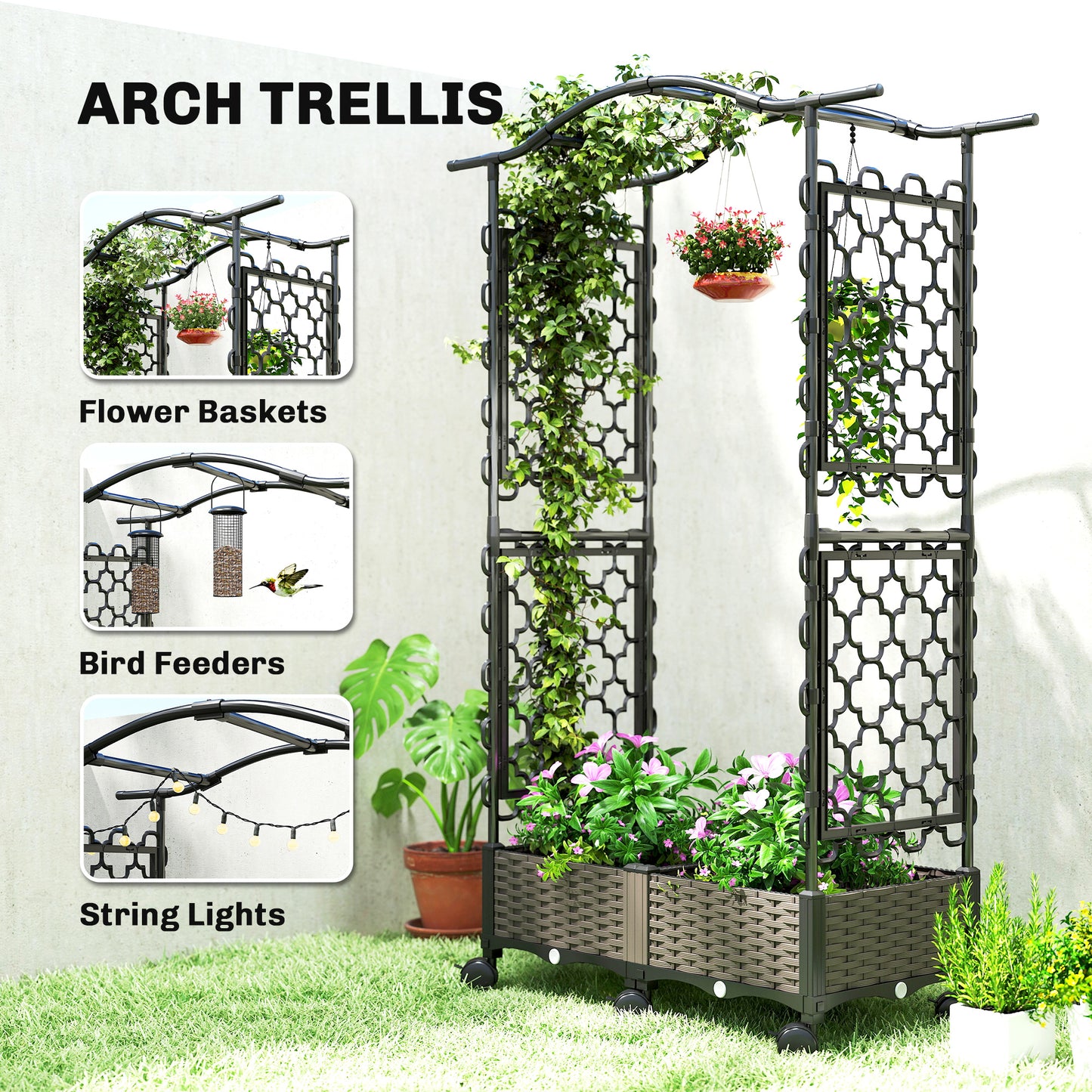 Raised Garden Bed with Arch Trellis (1)