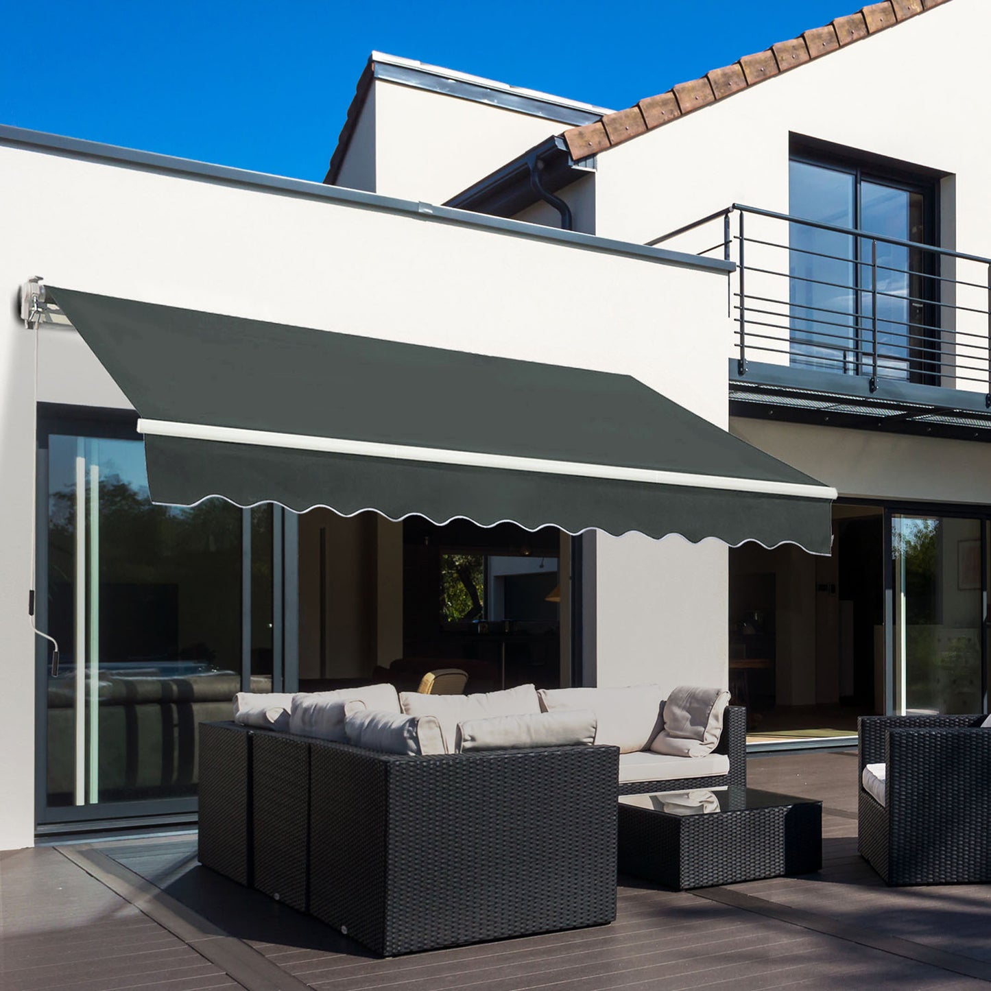 3.5M x 2.5M Manual Awning Canopy Retractable Sun Shade Shelter