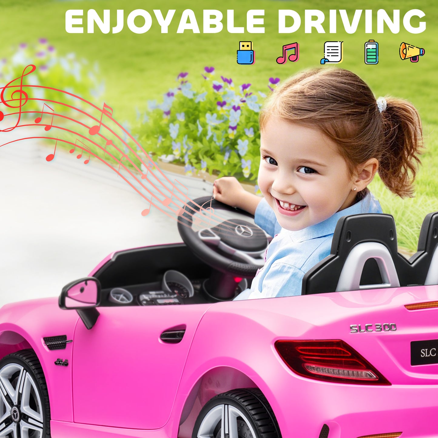 Benz SLC 300  Licensed 12V Kids Electric Ride On, with Music