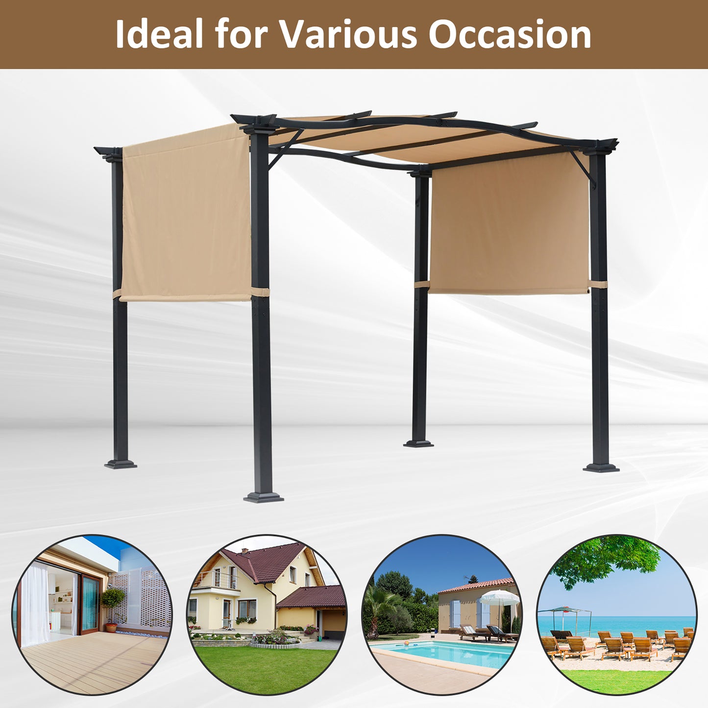 Outdoor Retractable Pergola Garden Gazebo