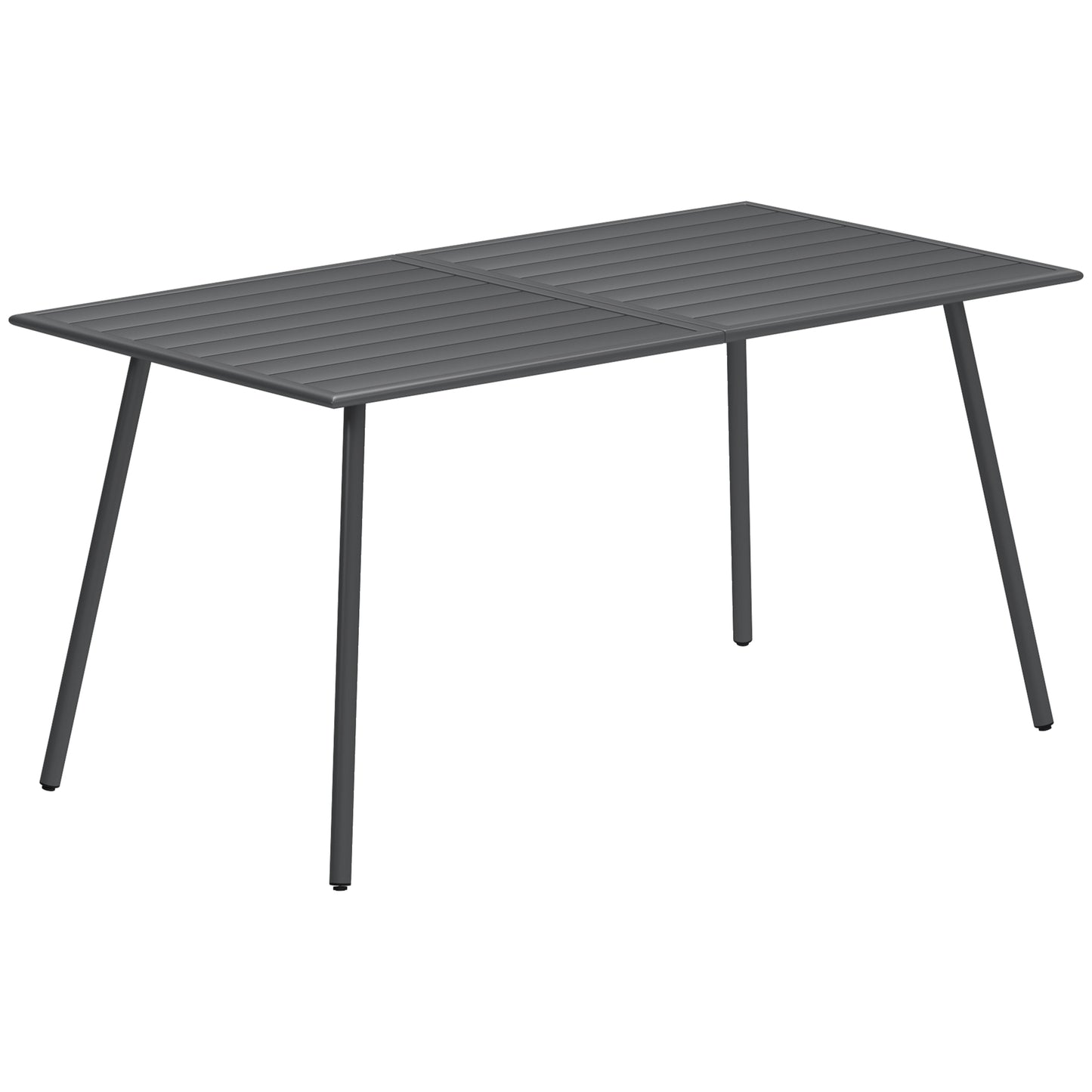 Rectangle Garden Table with Slat Top, Steel Frame