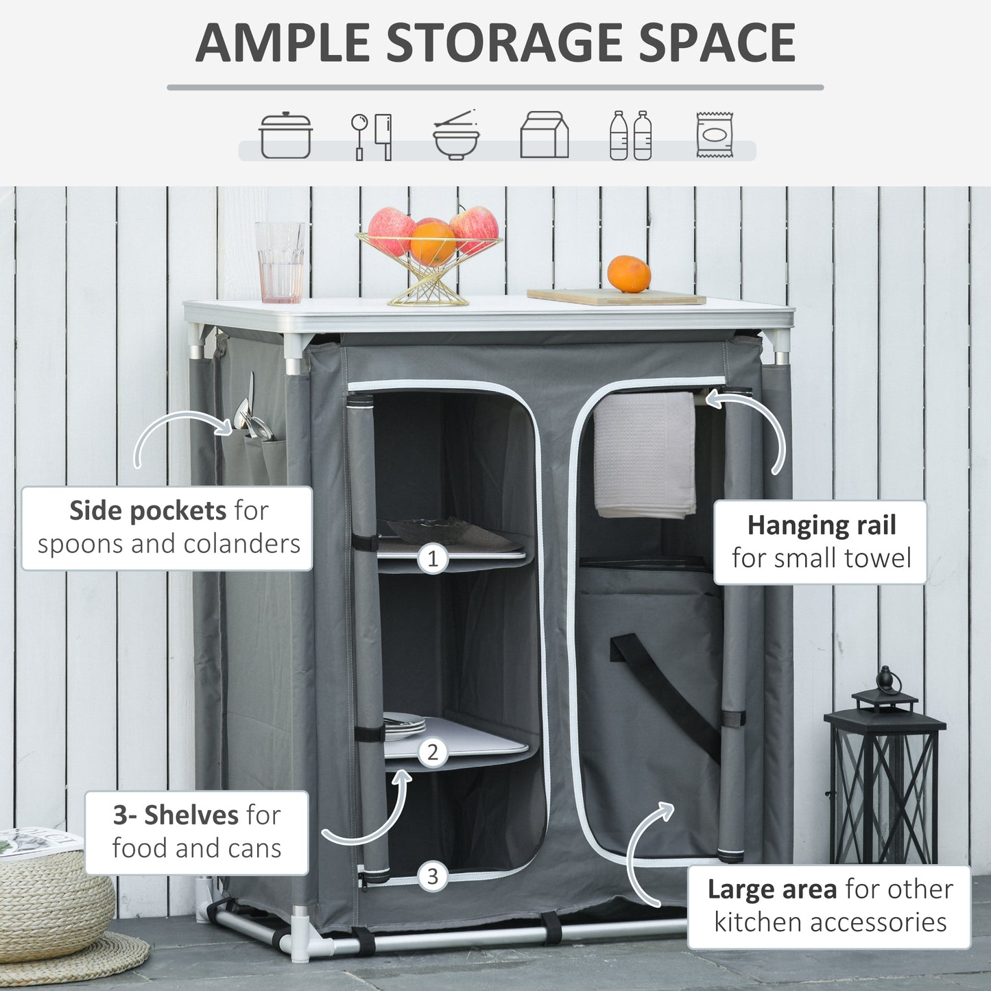Aluminum Camping Cupboard, Camping Kitchen Station Cook Table