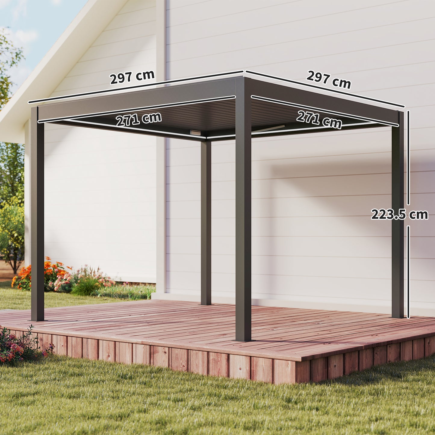 3 x 3(m) Electric Louvered Pergola with LED Lights