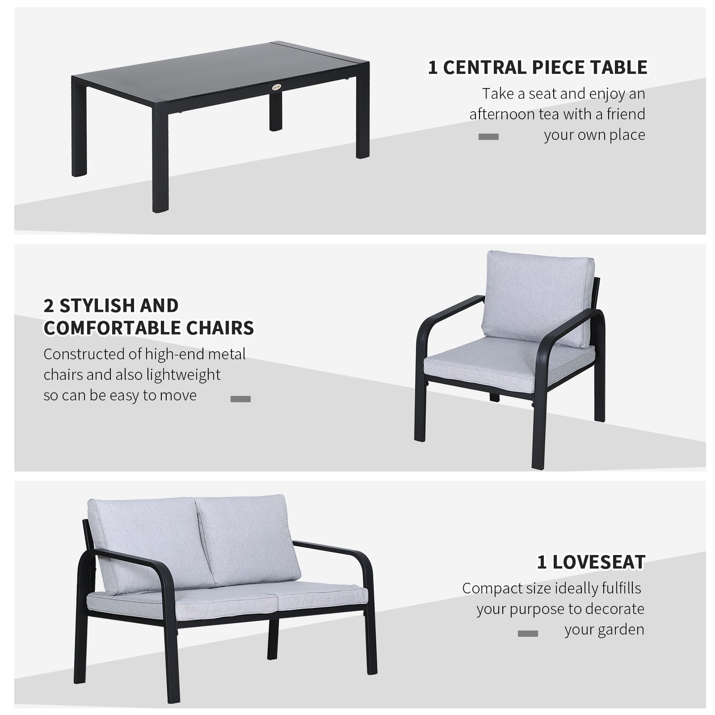 4pcs Garden Sofa Set 2 Single Armchair