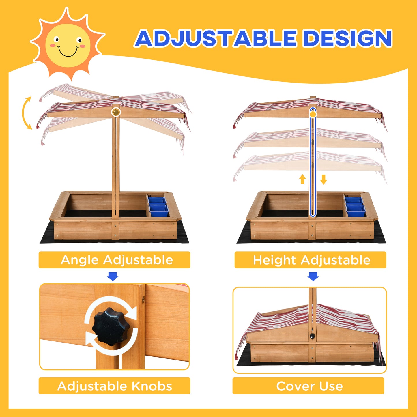 Sand Pit Kids Wooden Sandbox