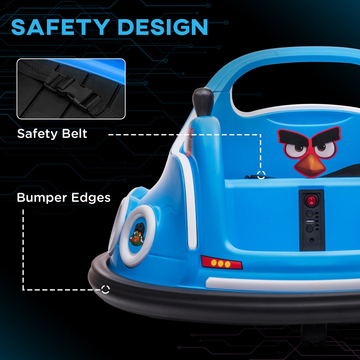 Angry Bird Licensed Waltzer Car, 12V Kids Bumper Car w/ Joysticks