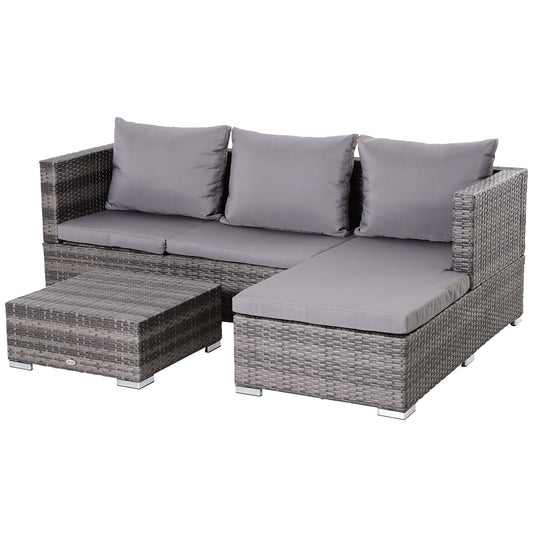 3PC Rattan Garden Furniture Storage Sofa Set