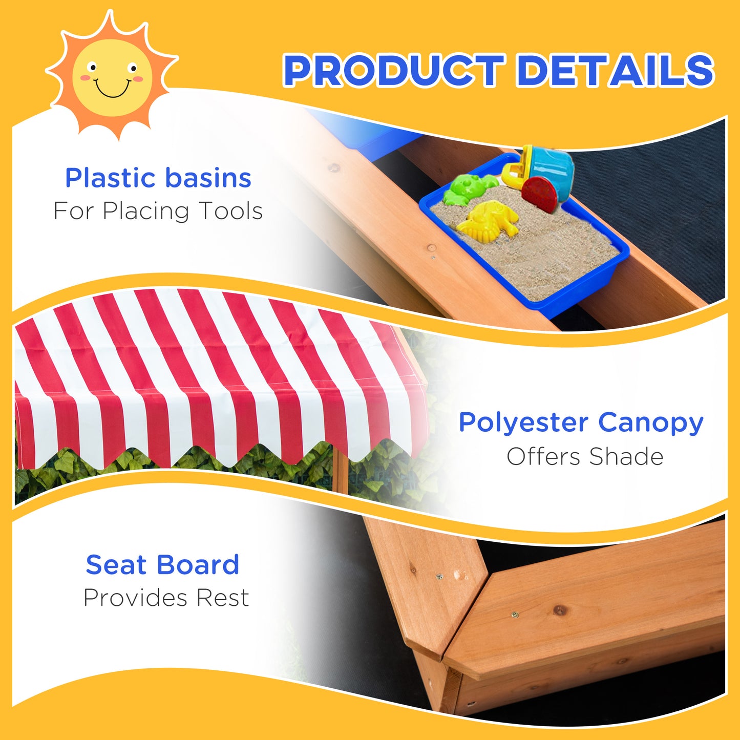 Sand Pit Kids Wooden Sandbox