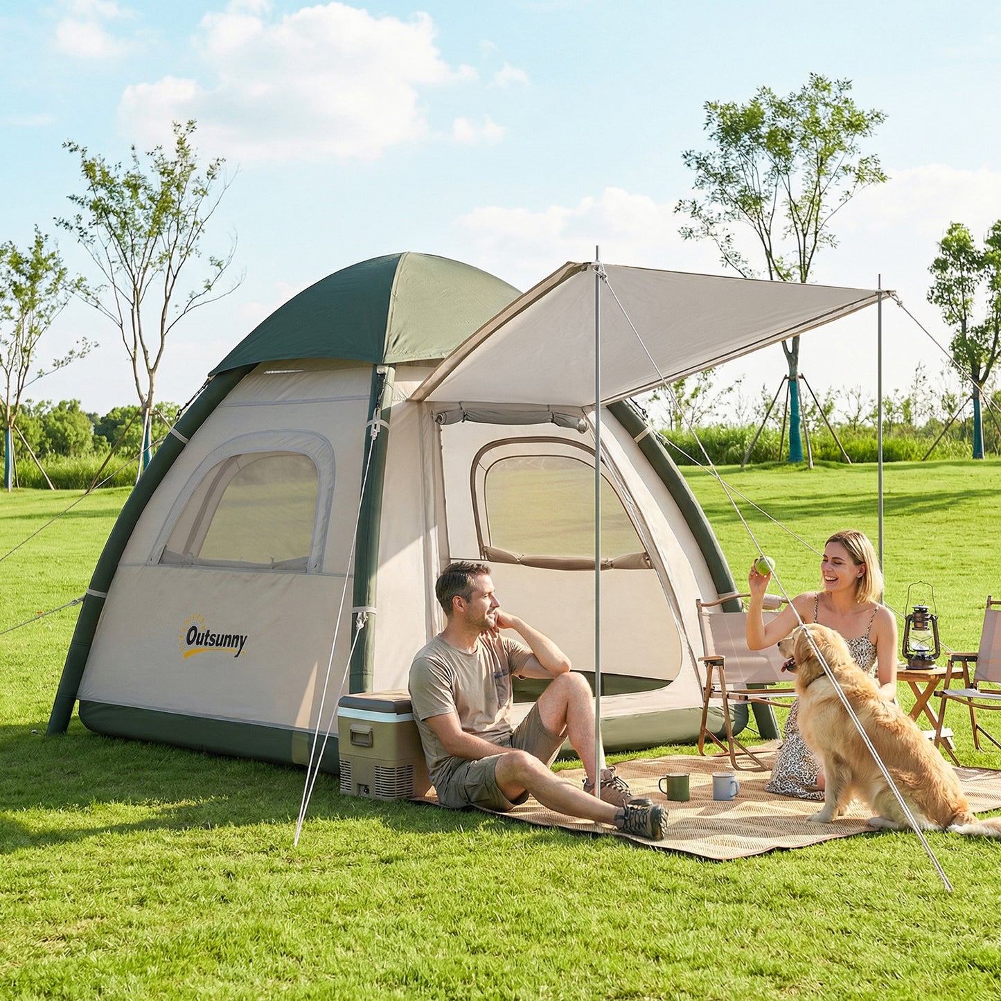 Inflatable Camping Tent with Rainfly