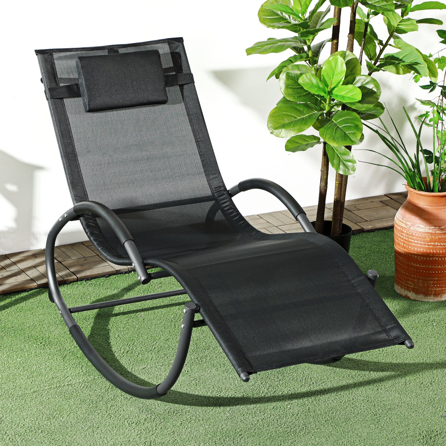 Steel Frame Zero Gravity Rocking Chair, with Pillow