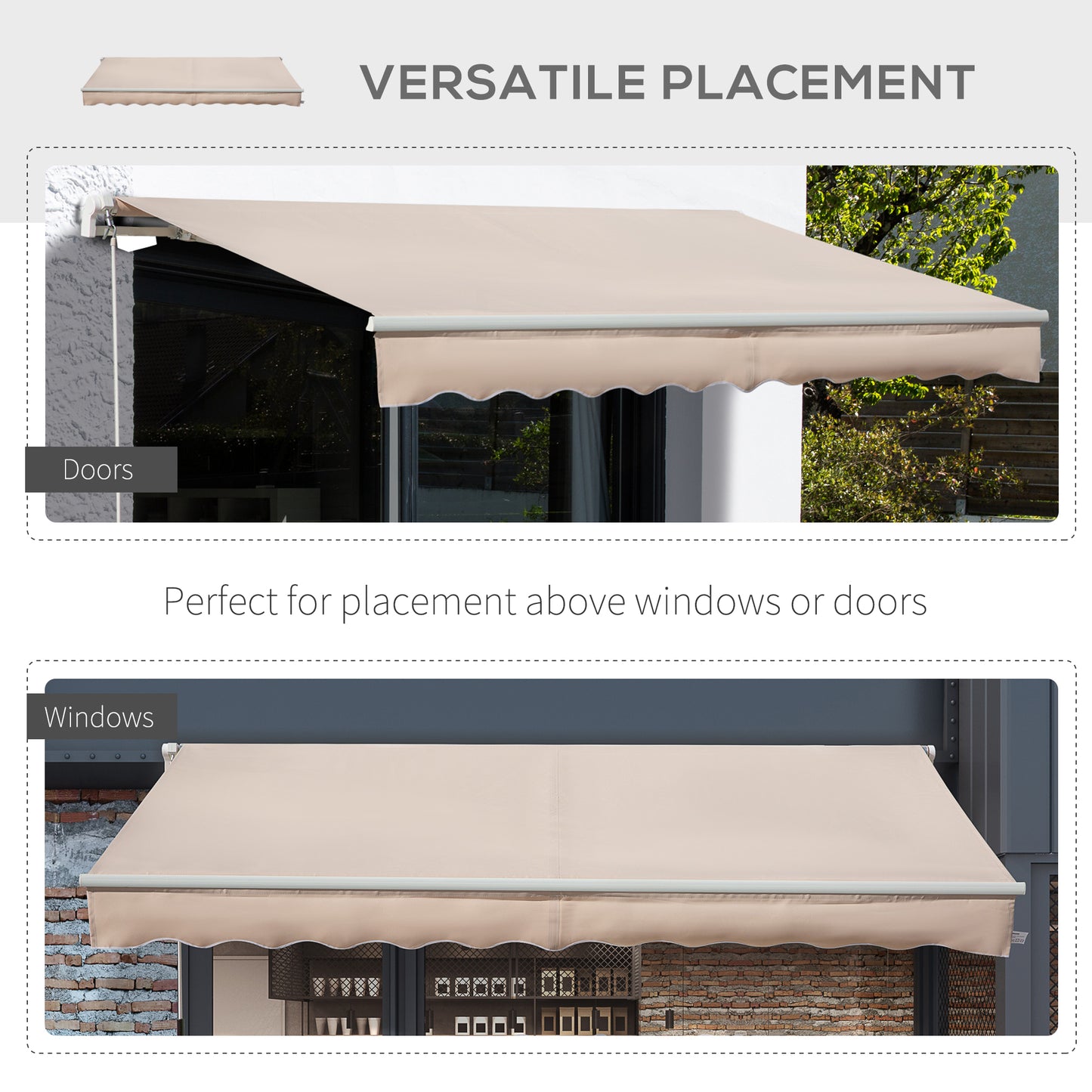 4x2.5m Manual Awning Window Door Sun Weather Shade w/ Handle