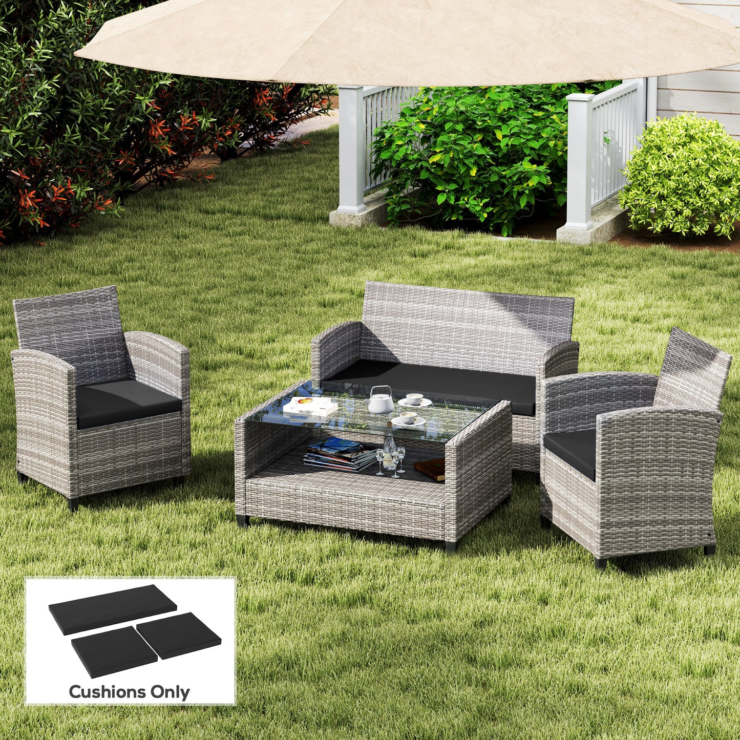 Outdoor Seat Cushion Pads for Rattan Furniture