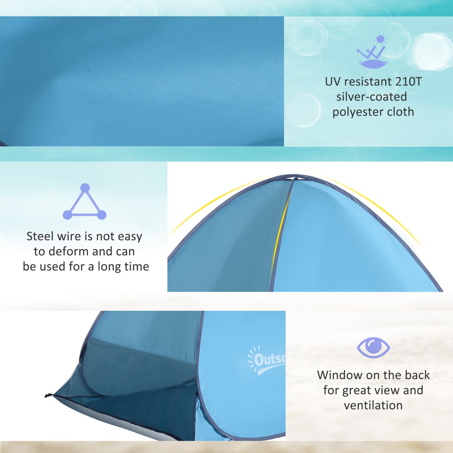 2-3 Person Pop up Beach Tent Hiking UV 30+ Protection Patio Sun