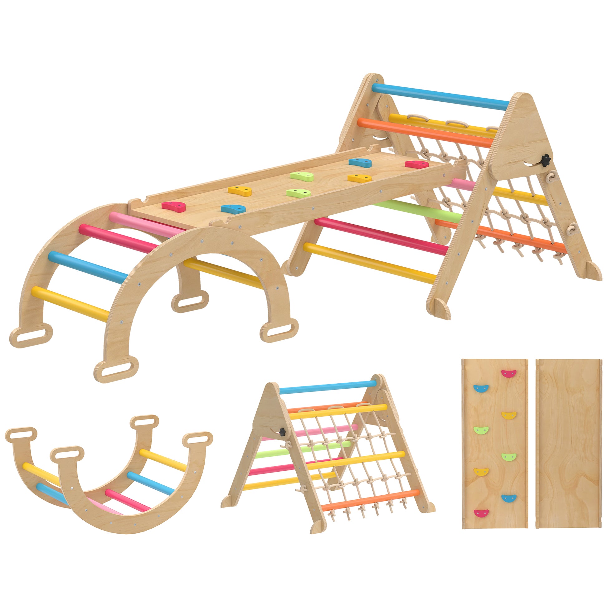 8-in-1 Toddler Climbing Frame, Indoor Play Triangle Set with Slide