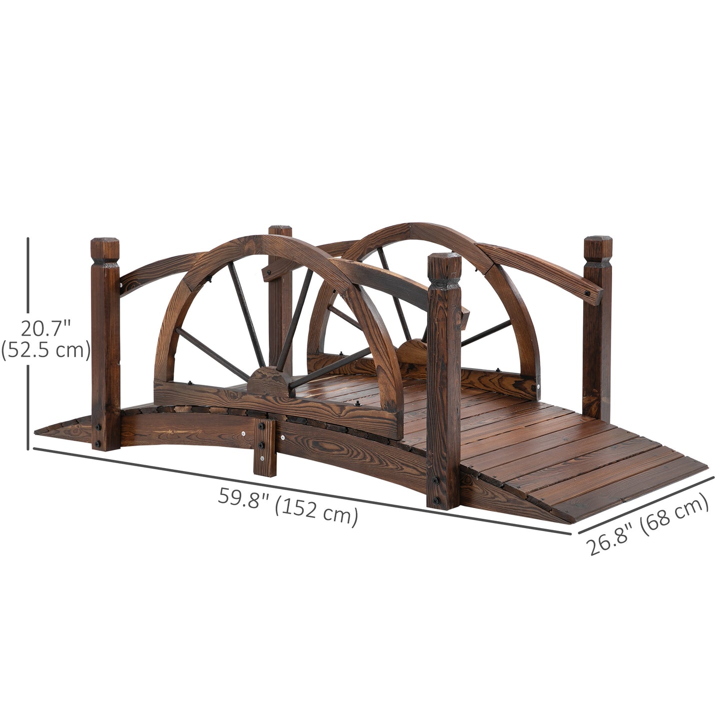1.5M Wooden Garden Bridge Decorative Arc Footbridge