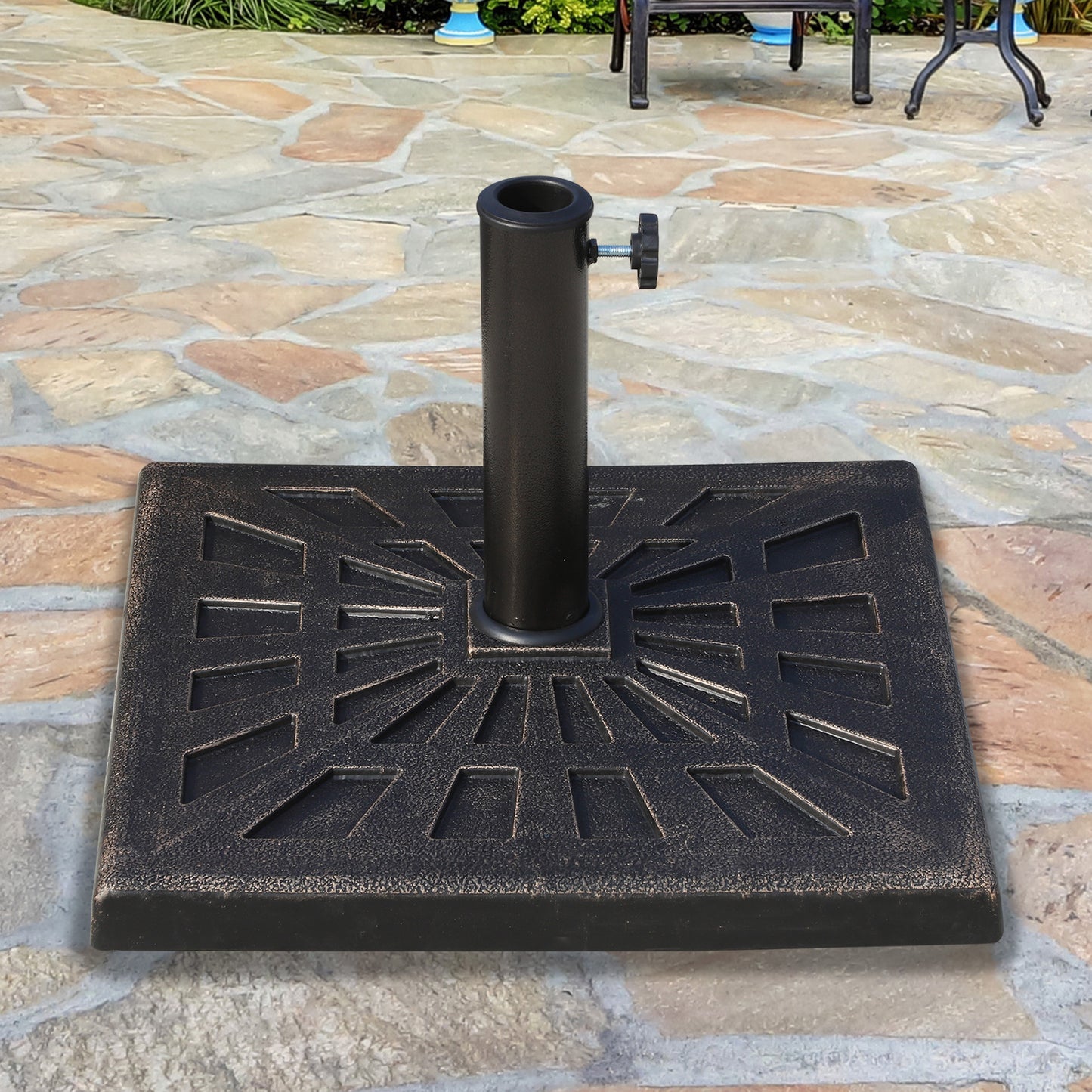 15kg Resin Durable Patterned Colophony Garden Patio Square Umbrella
