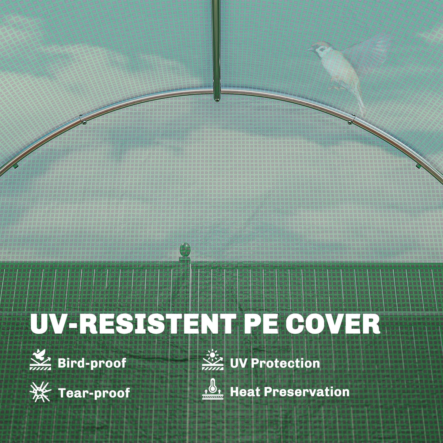 2 x 3 m Walk-in Polytunnel Greenhouse with Hinged Door