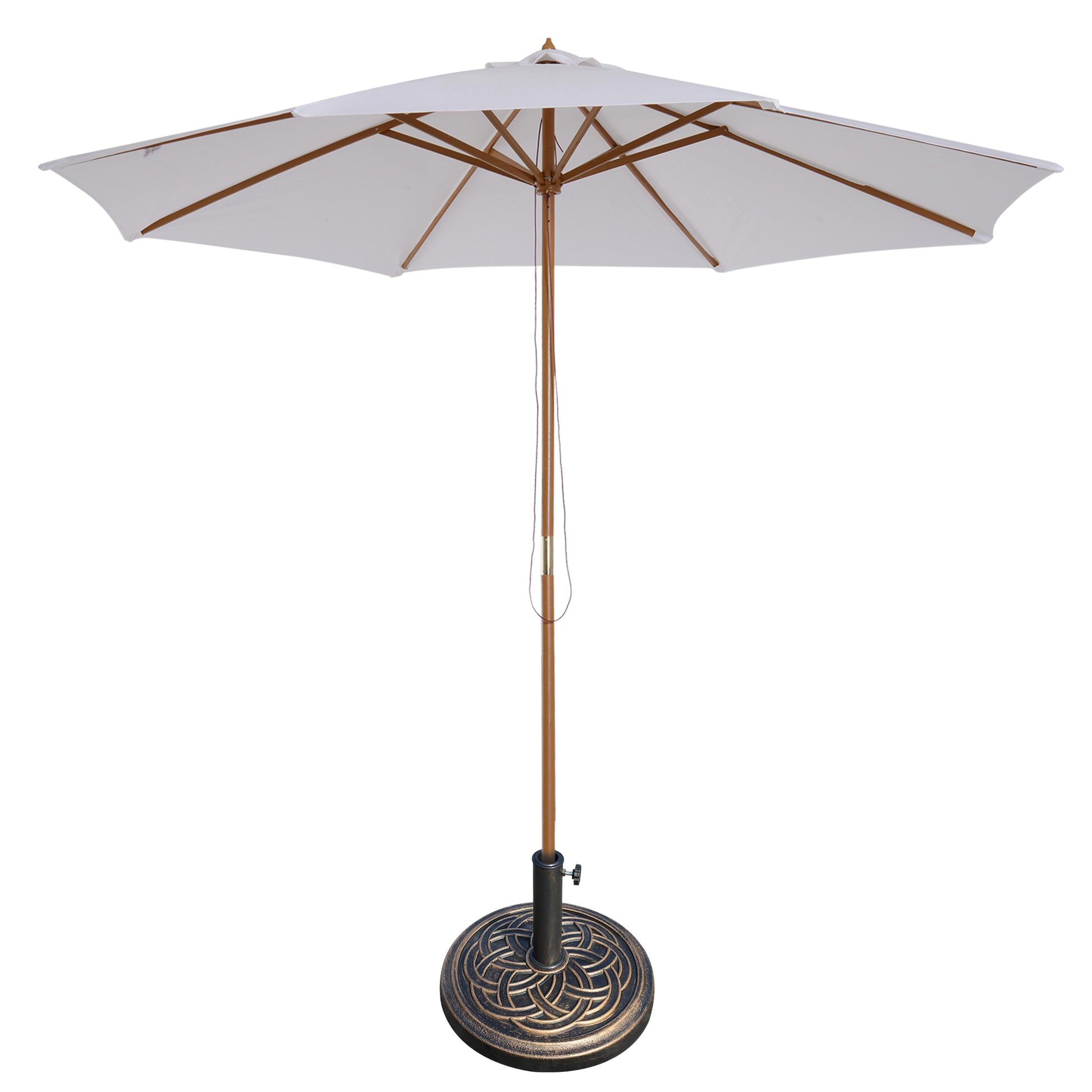 3 m Garden Parasol with Base, Pulley Operated Patio Umbrella