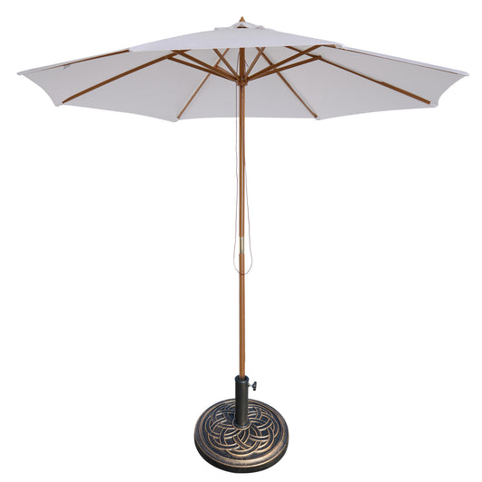 3 m Garden Parasol with Base, Pulley Operated Patio Umbrella