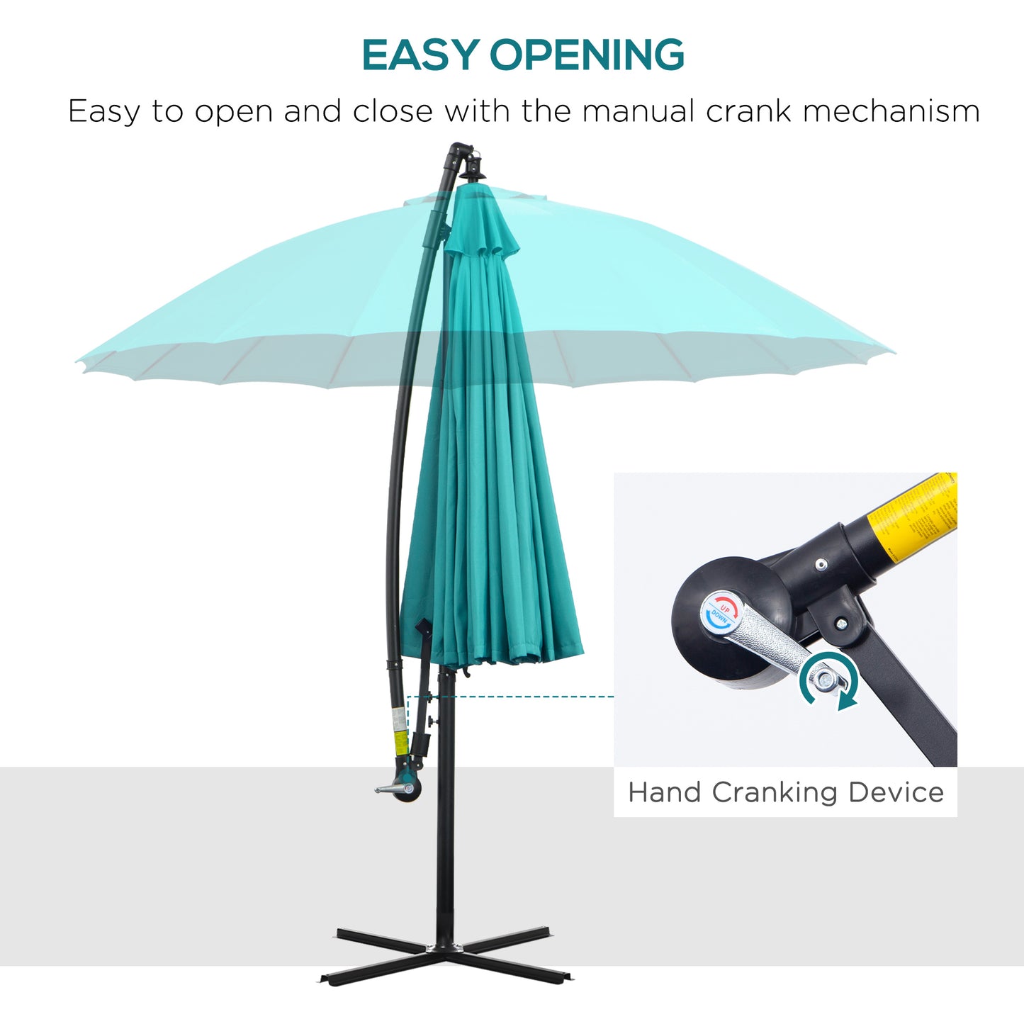 3(m) Cantilever Umbrella 18 Ribs & Vents Adjustable Angle for Patio
