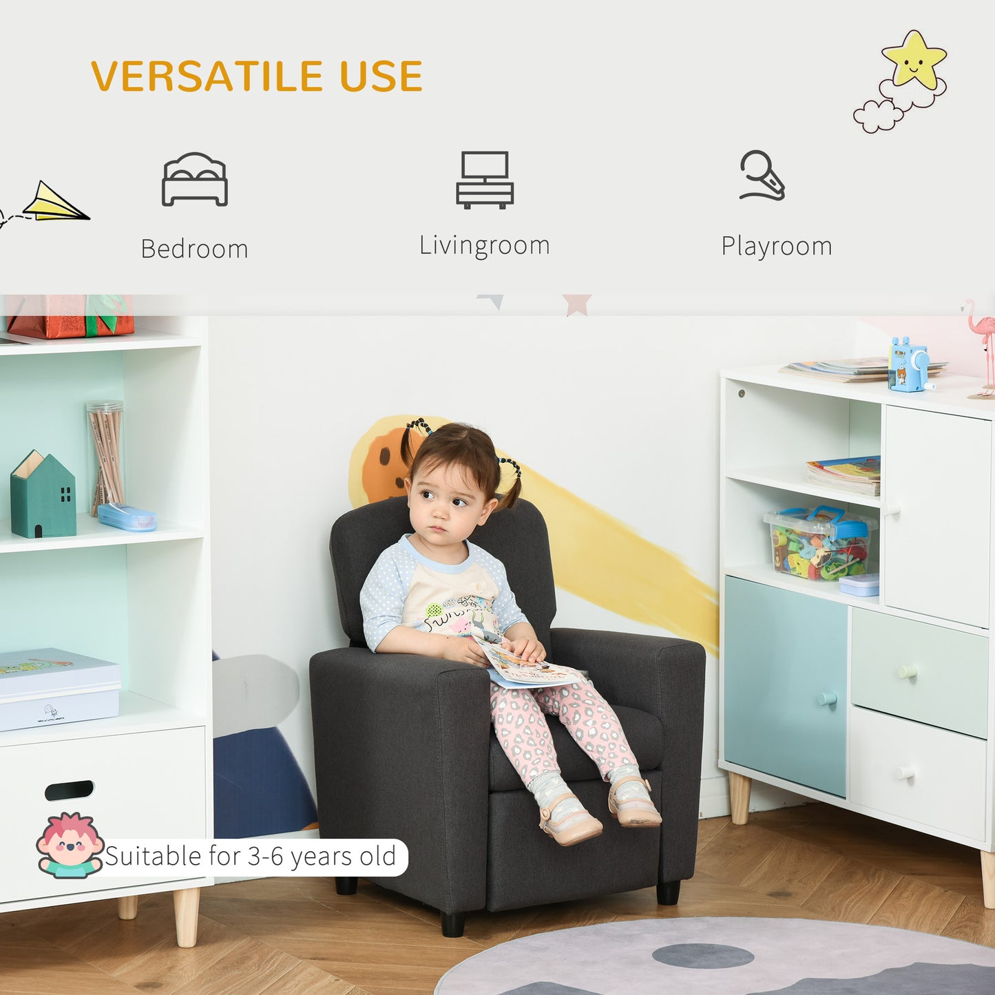 2 in 1 design Kids Sofa Armchair with Footrest