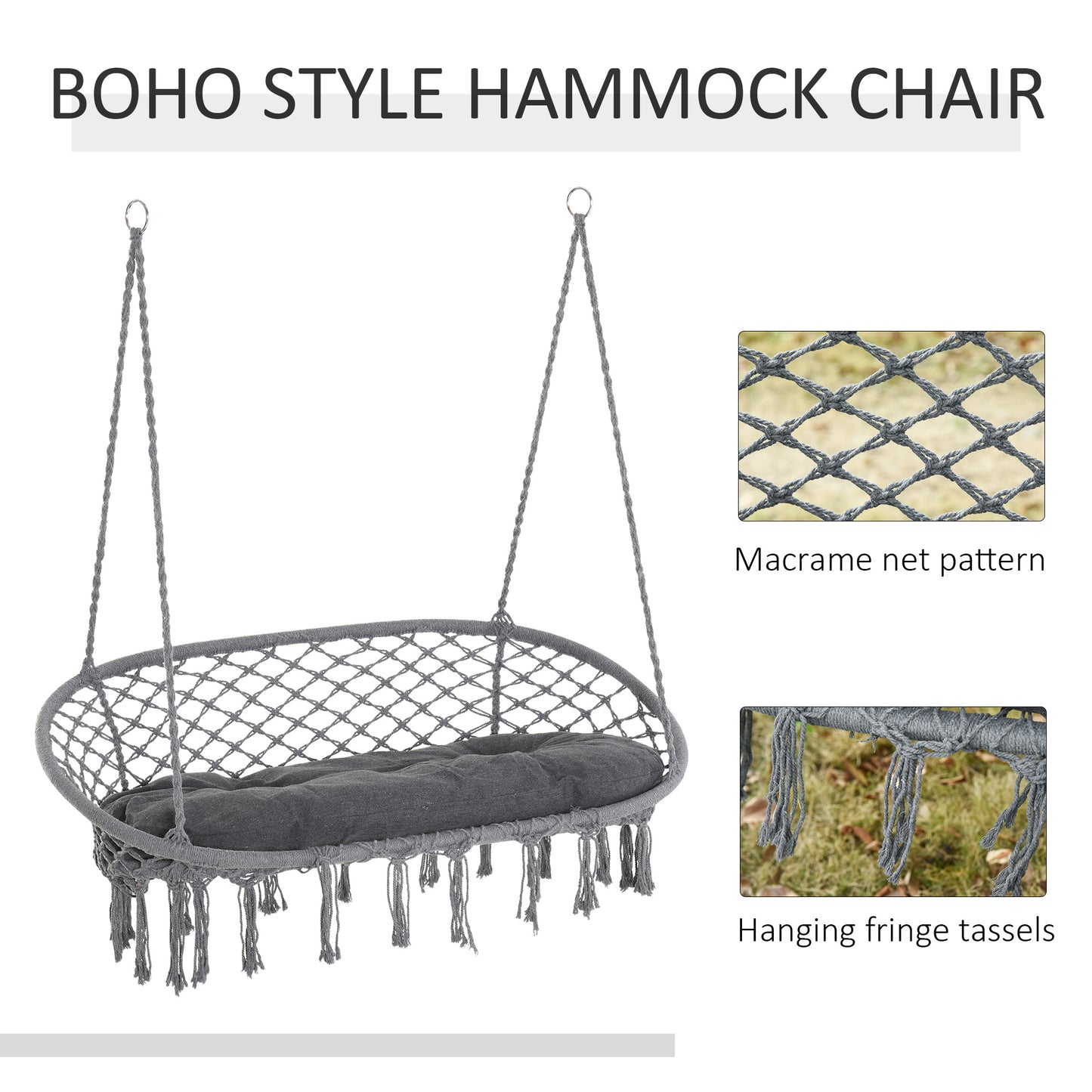 Two-Seater Boho Macrame Hammock Swing