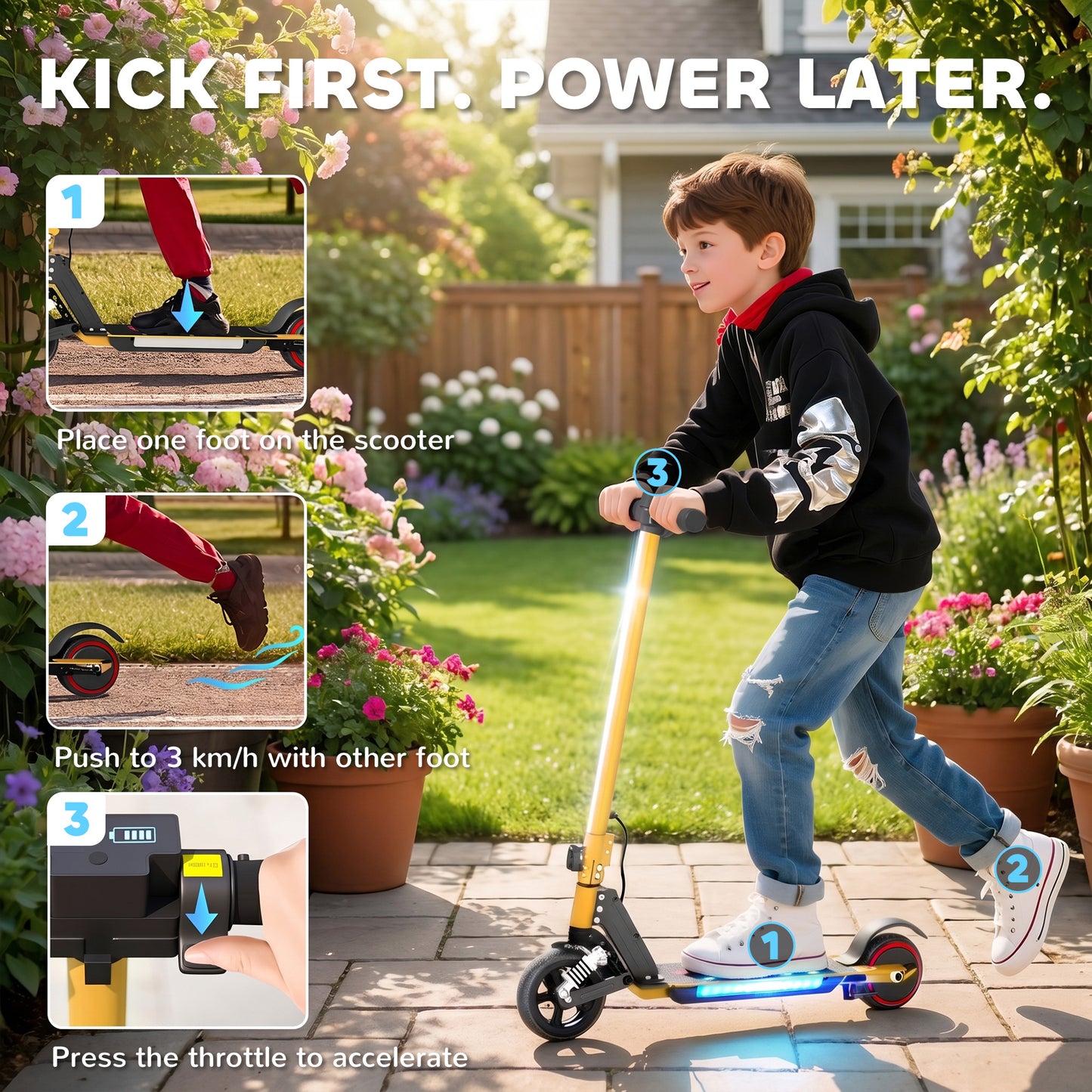 Folding Electric Scooter for Kids, with Dual Brakes (1)
