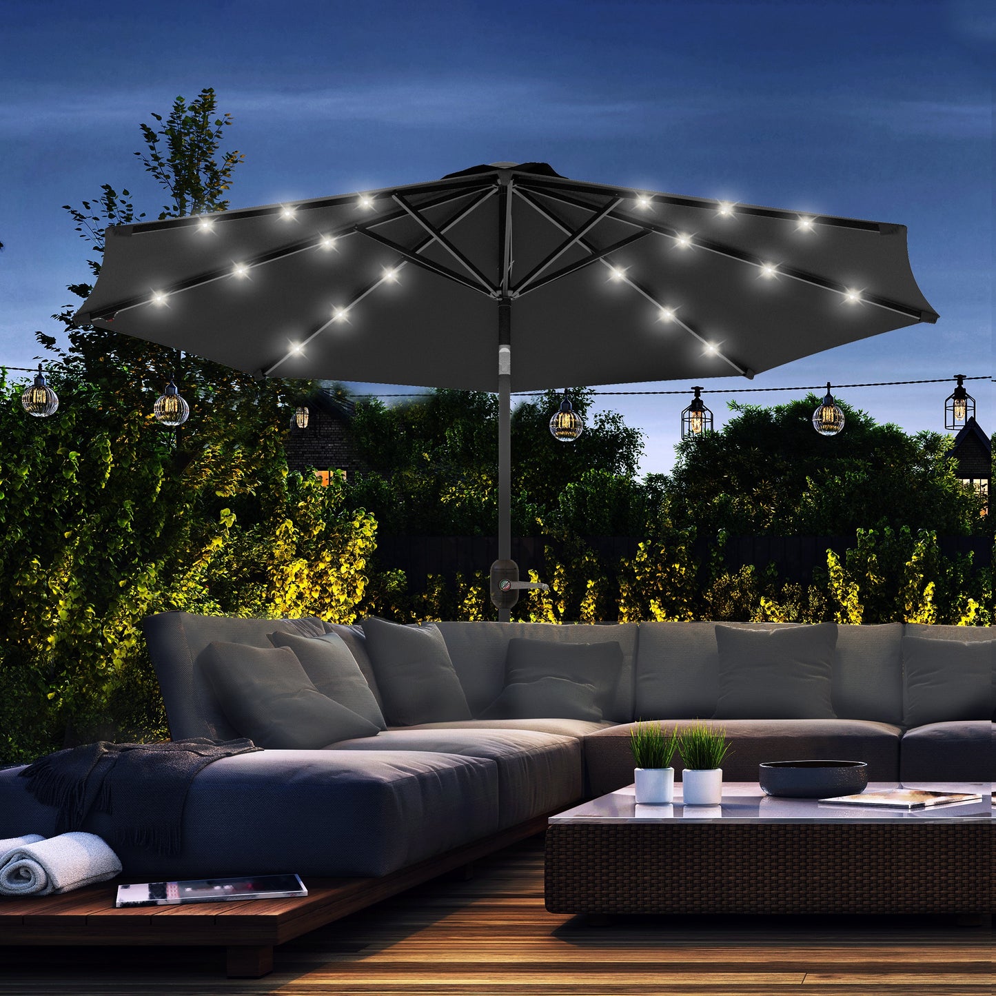 2.7m Outdoor Patio Garden Umbrella Parasol with Tilt Crank