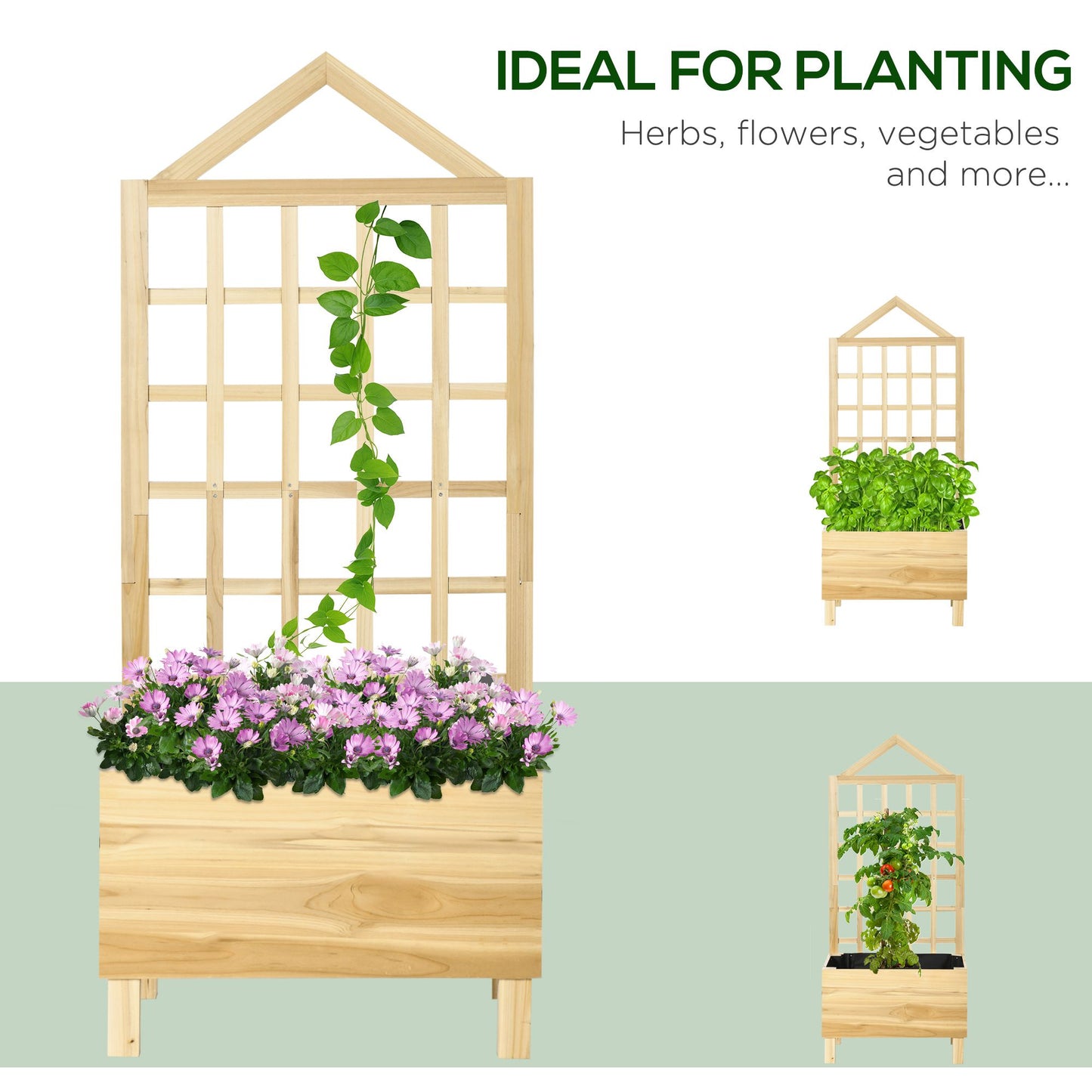 Garden Planters with Trellis for Vine Climbing (1)