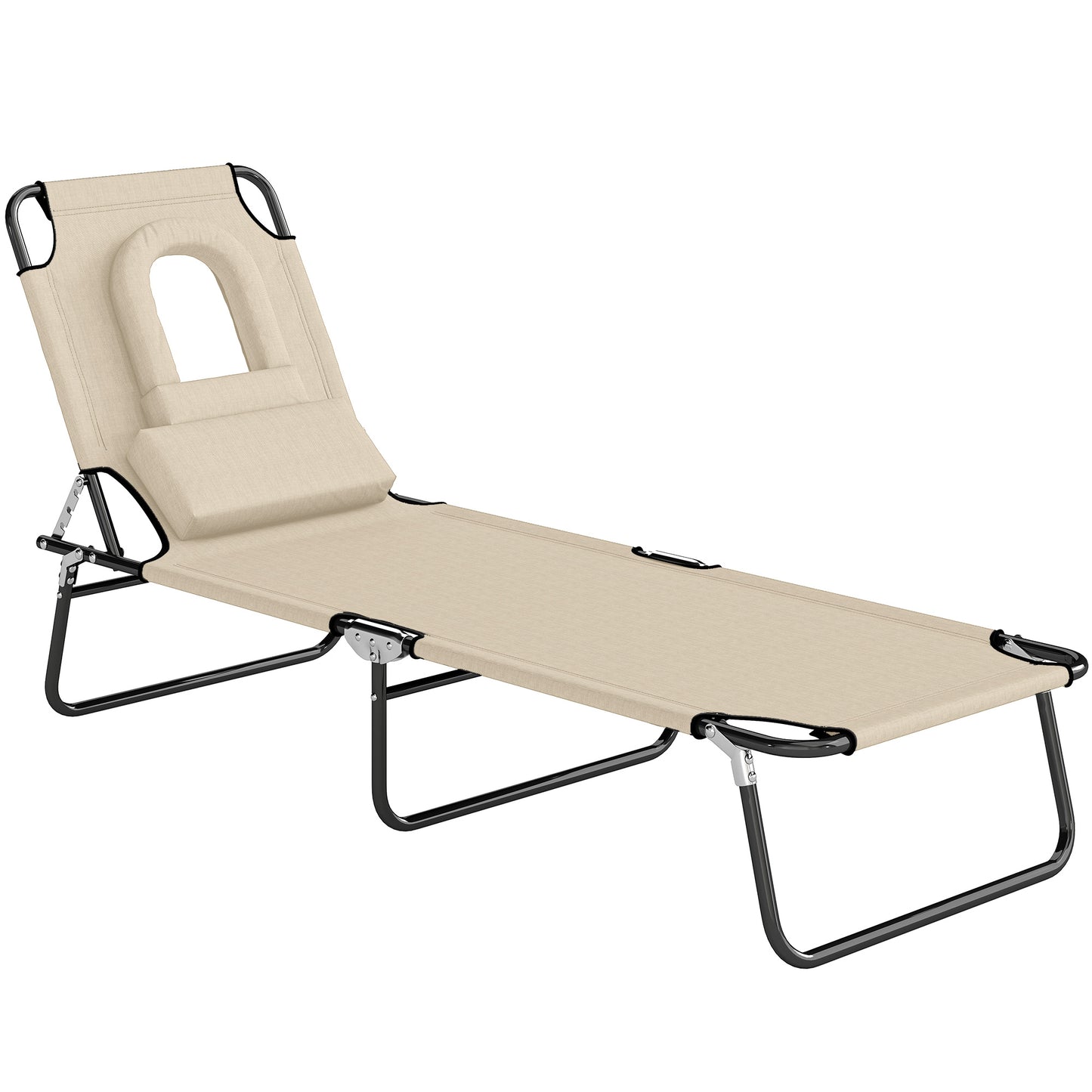 Folding Sun Lounger with Face Hole