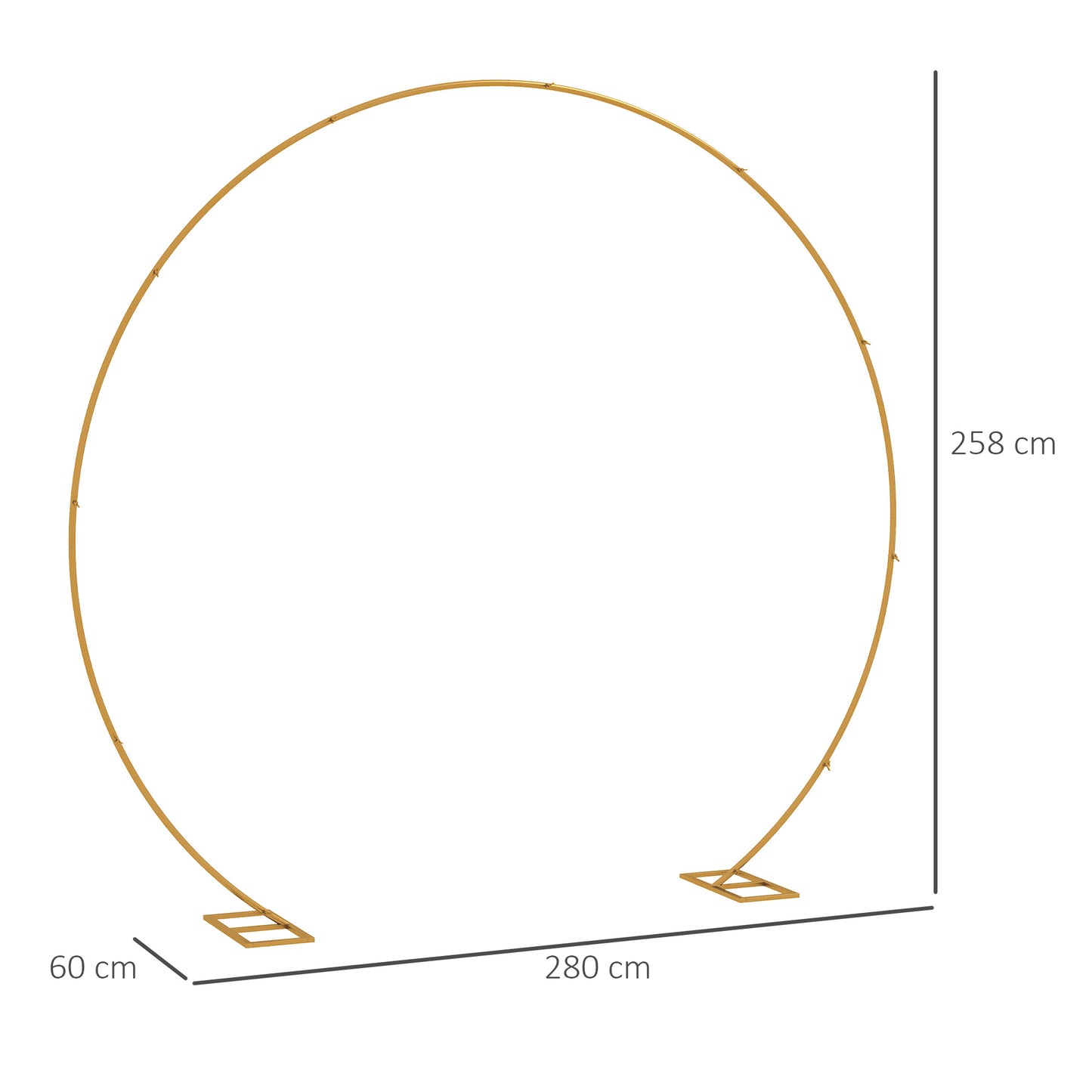 280cm Gold Backdrop Stand, Round Metal Wedding Arch