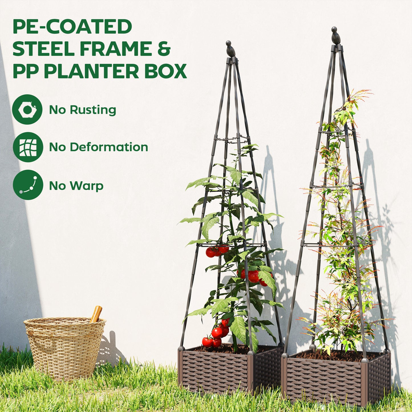 Raised Bed for Garden, Raised Garden Bed Planter Box with Trellis