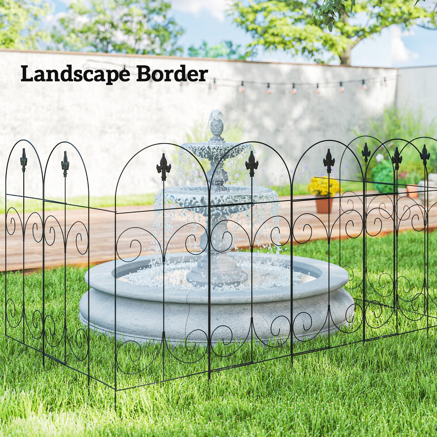 Decorative Garden Fencing, 8PCs 44in x 12.5ft Outdoor Picket Fence
