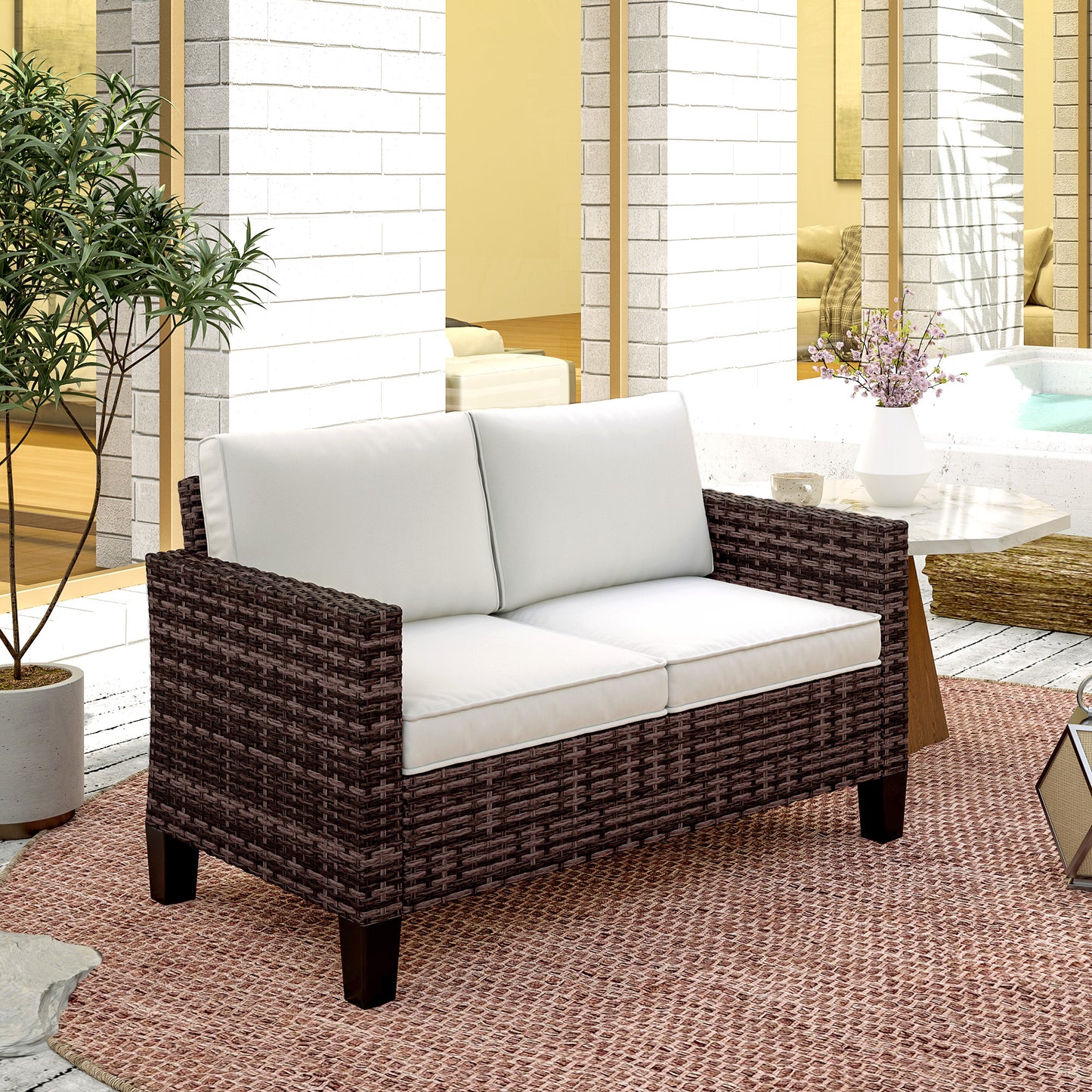 Two-Seater Rattan Outdoor Sofa