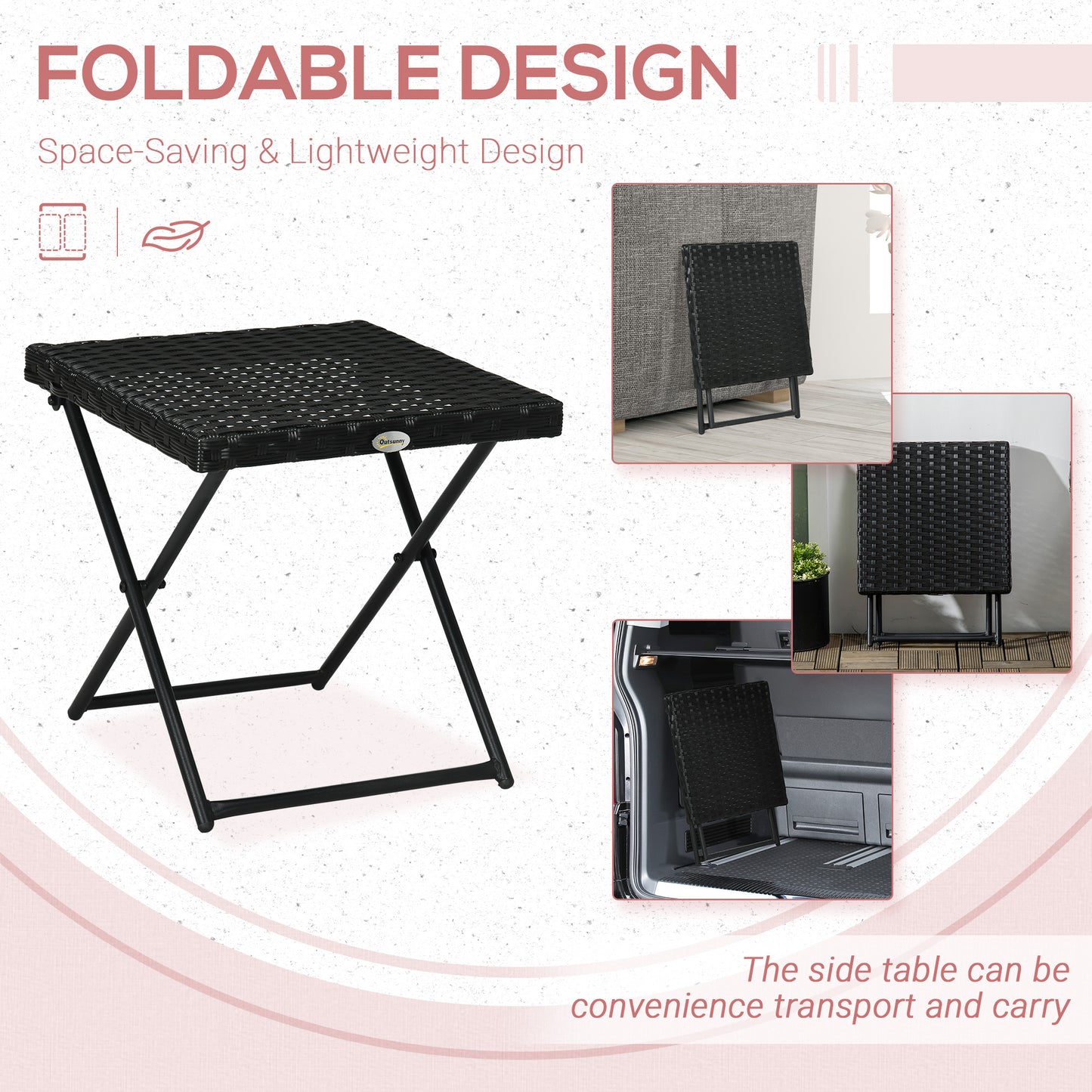 Square PE Wicker Rattan Folding Table (1)