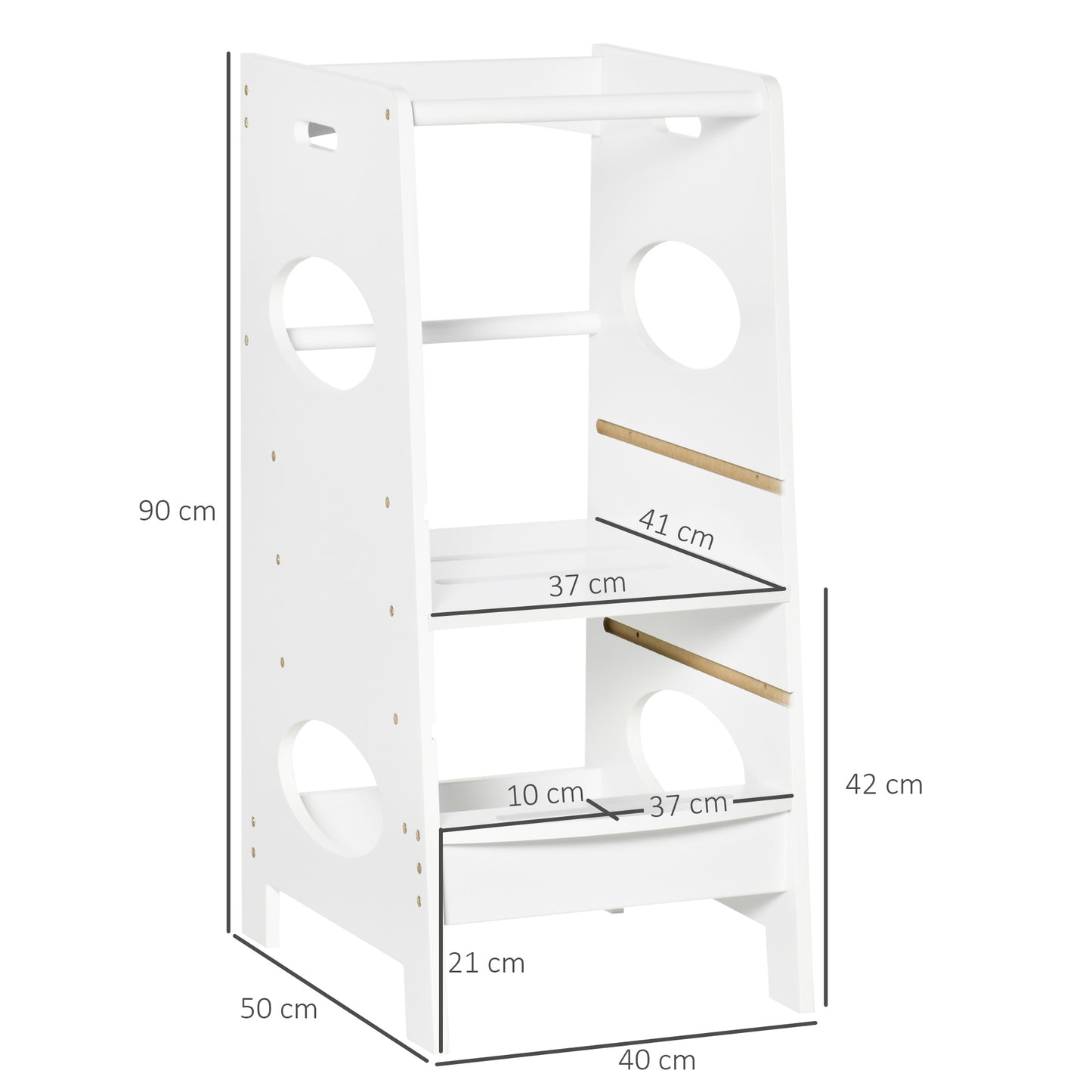 Toddler Step Stool Kids Adjustable Standing Tower with Safety Rail