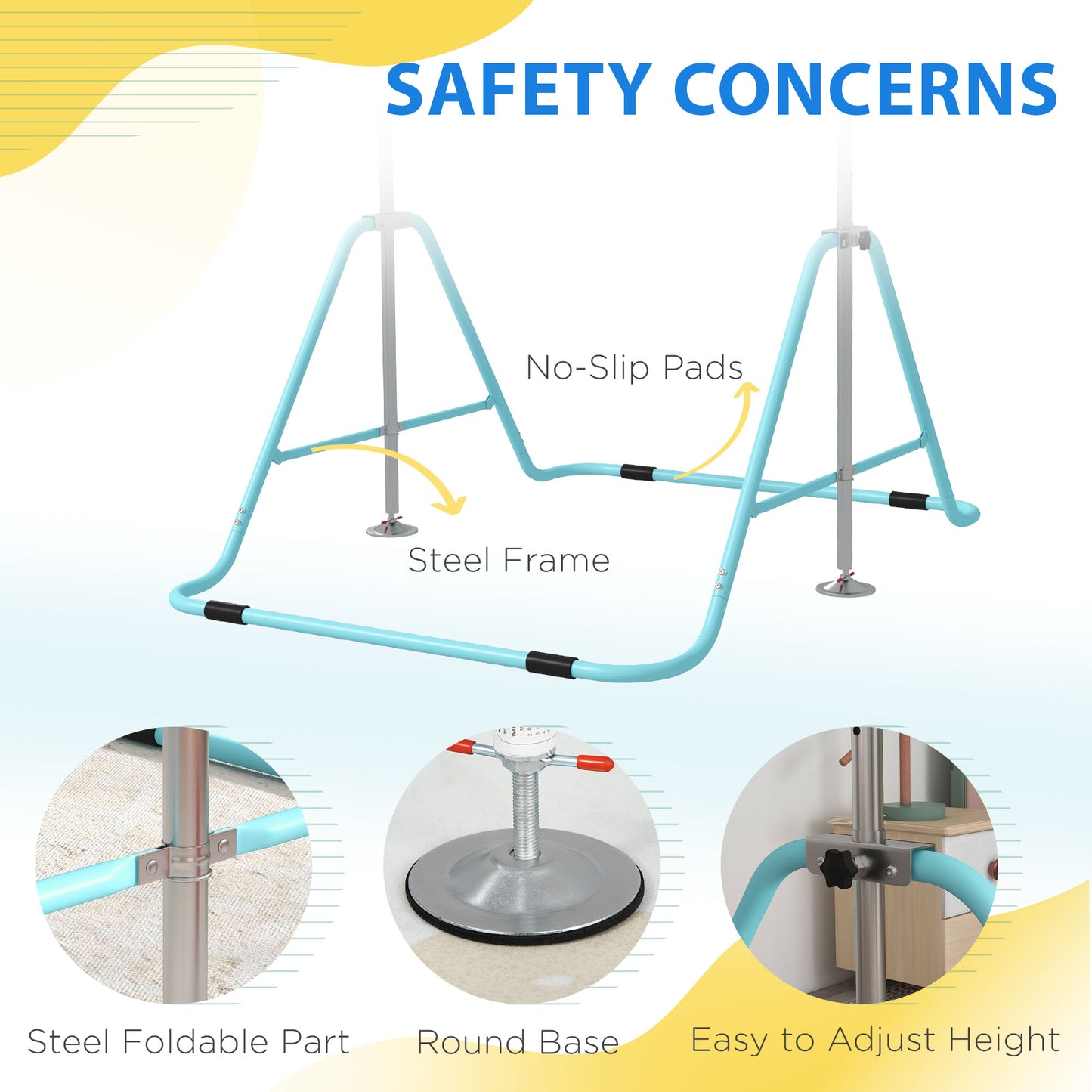 Kids Gymnastic Bar, with Adjustable Height, Foldable Horizontal Bars