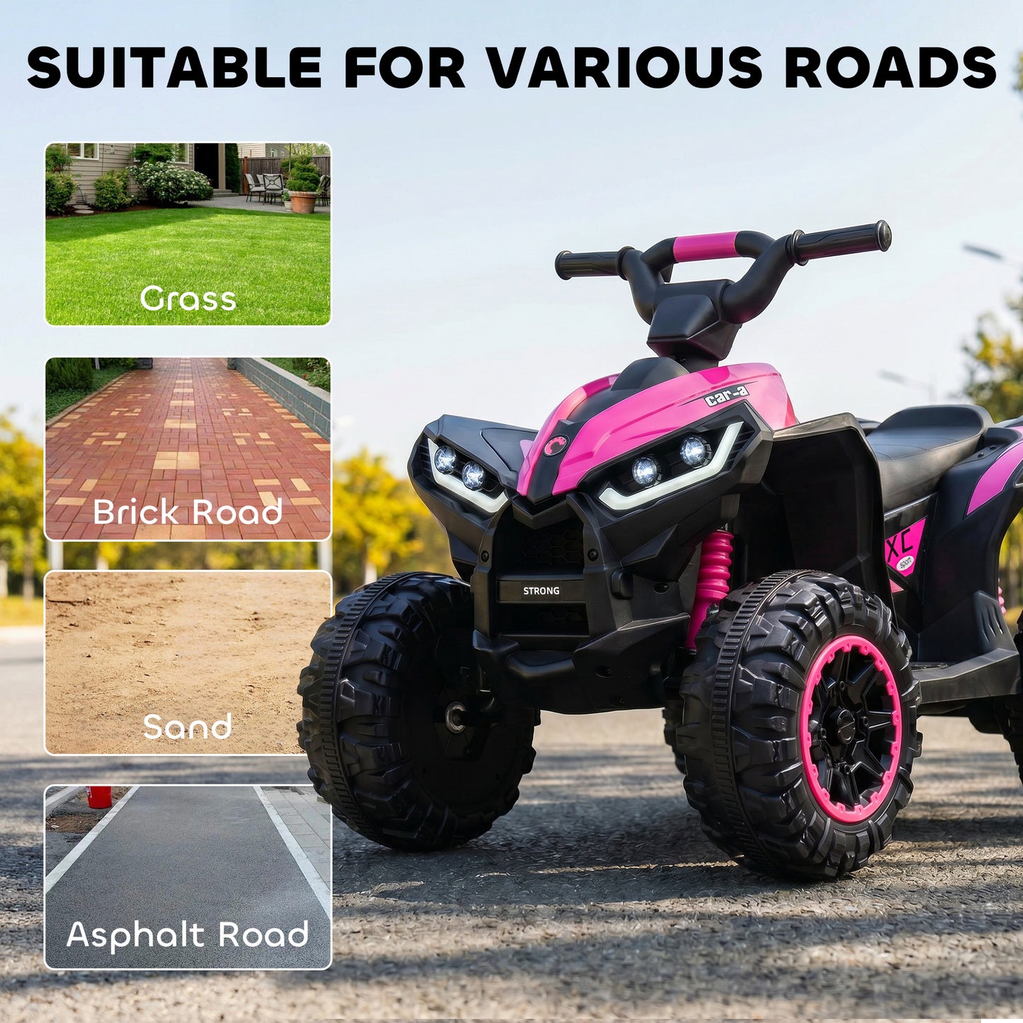 12V Ride-On Quad Bike w/ Music, Horn, for Ages 3-5 Years