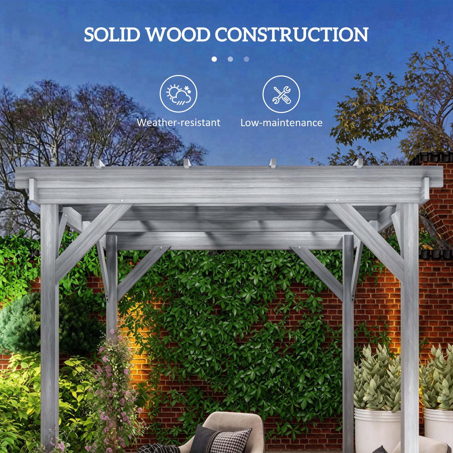 2 x 2m Wooden Pergola Kit, Decorative Garden Gazebo Shelter