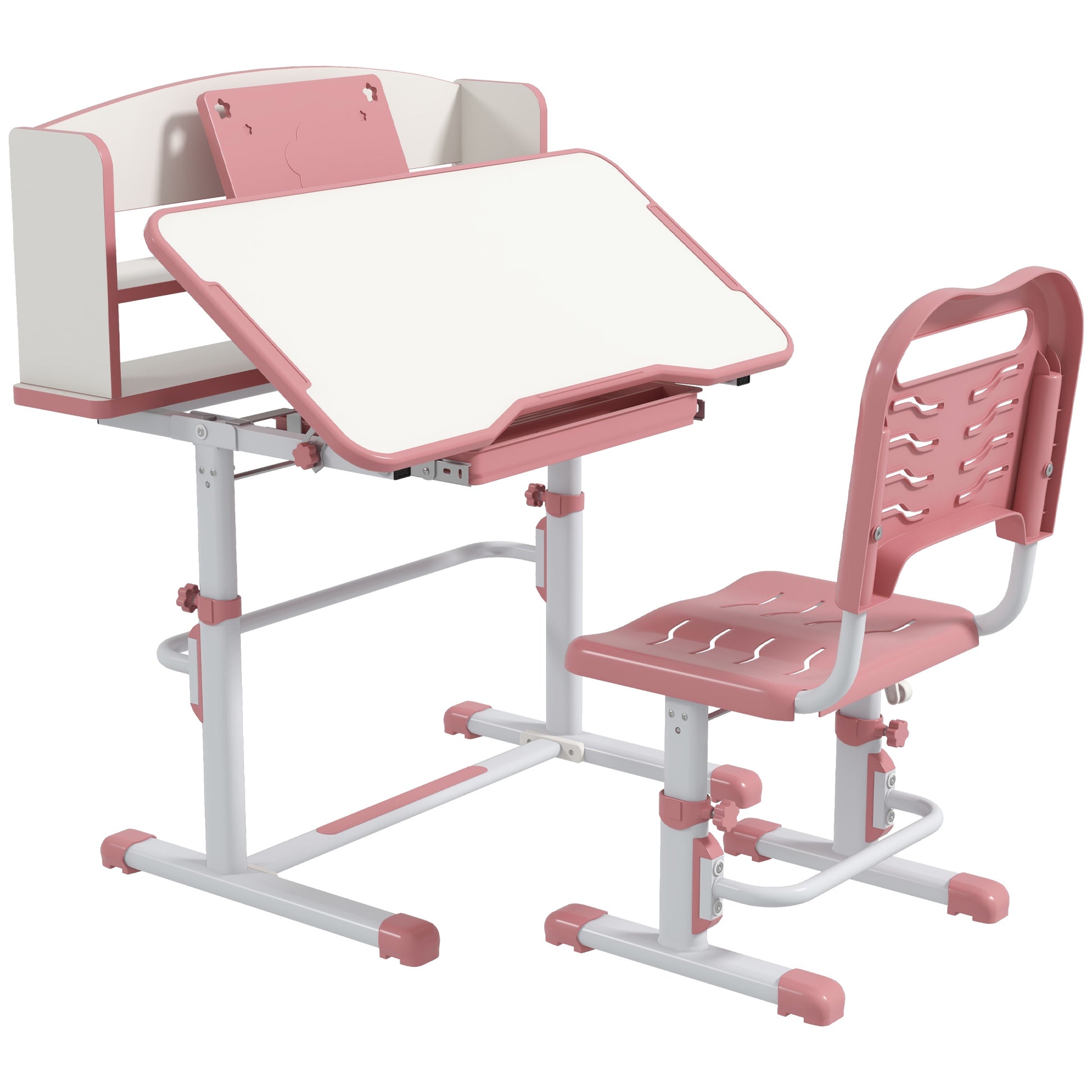 Height Adjustable Kids Study Table and Chair Set, with Drawer