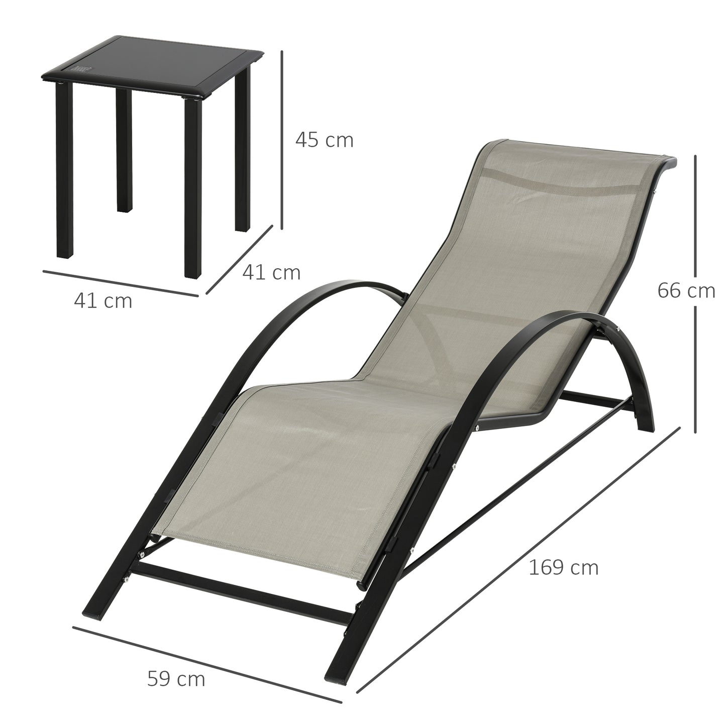 3 Pieces Sun Lounger Chair Set