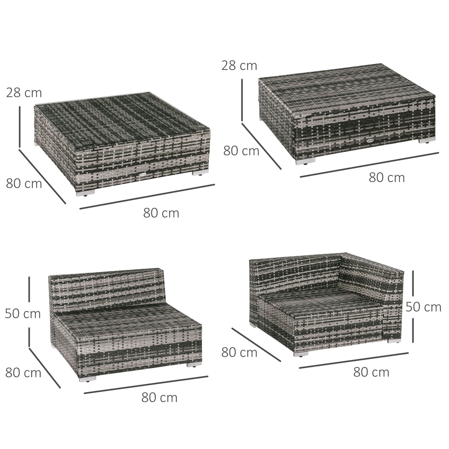 6 PC Rattan Sofa Coffee Table Set Sectional Wicker Weave Furniture