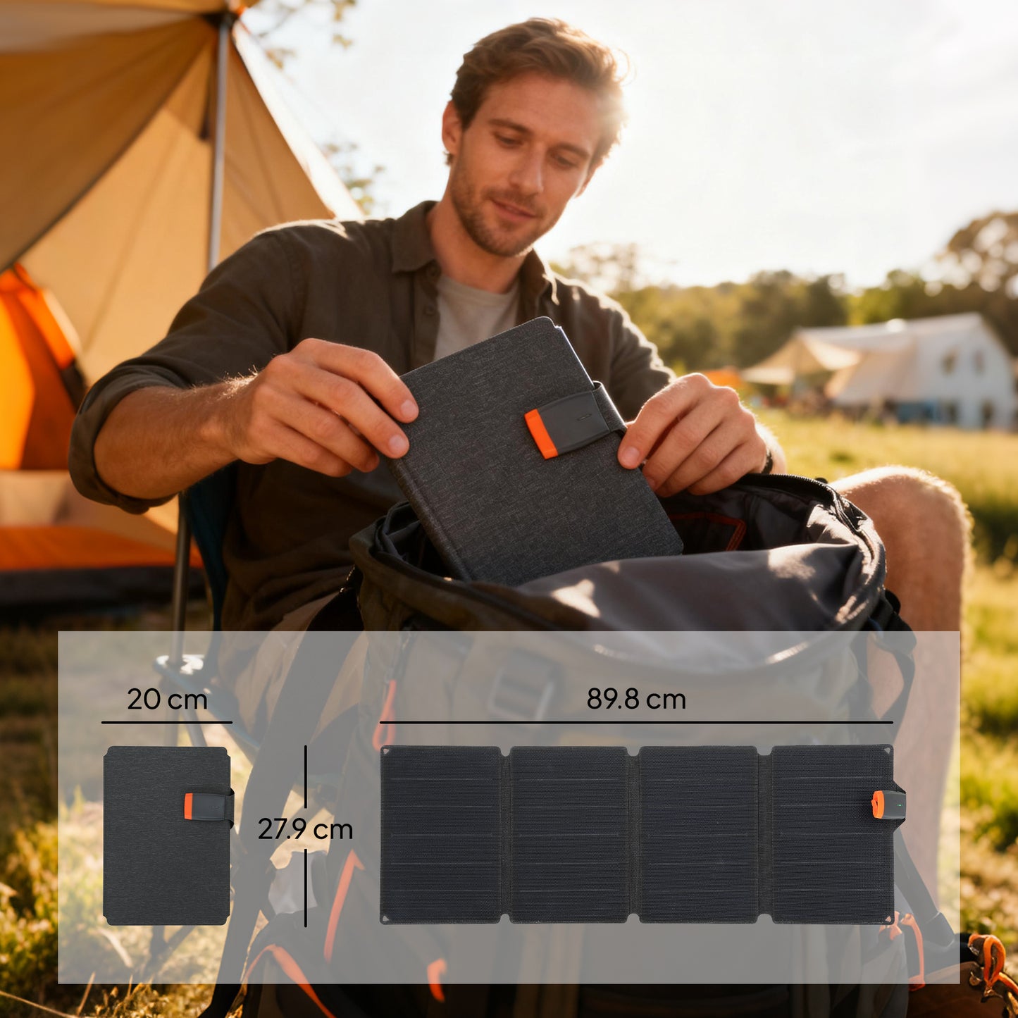 36W Foldable Solar Panel, Portable Solar Charger Type-C to USB-A