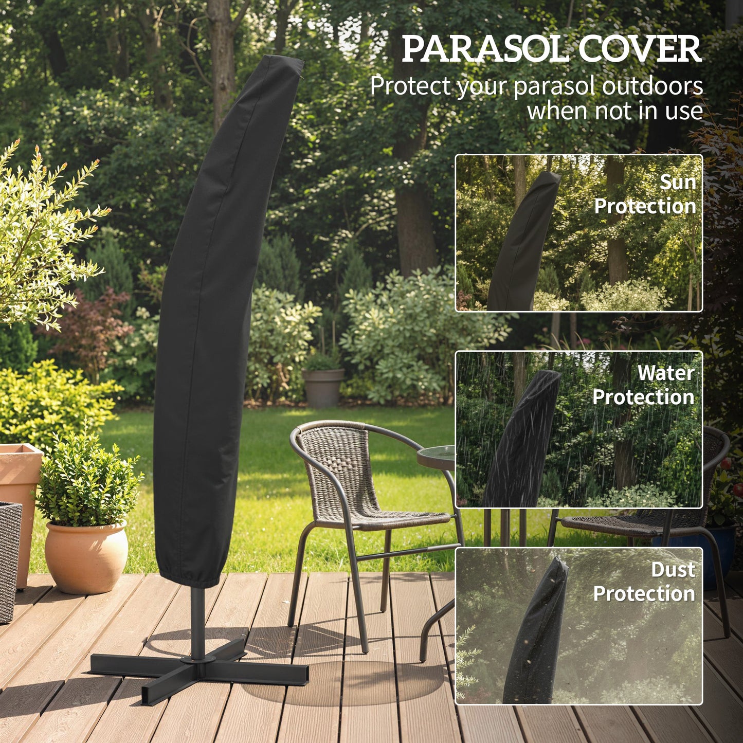 3m Overhanging Parasol, with Base, Weights and Cover