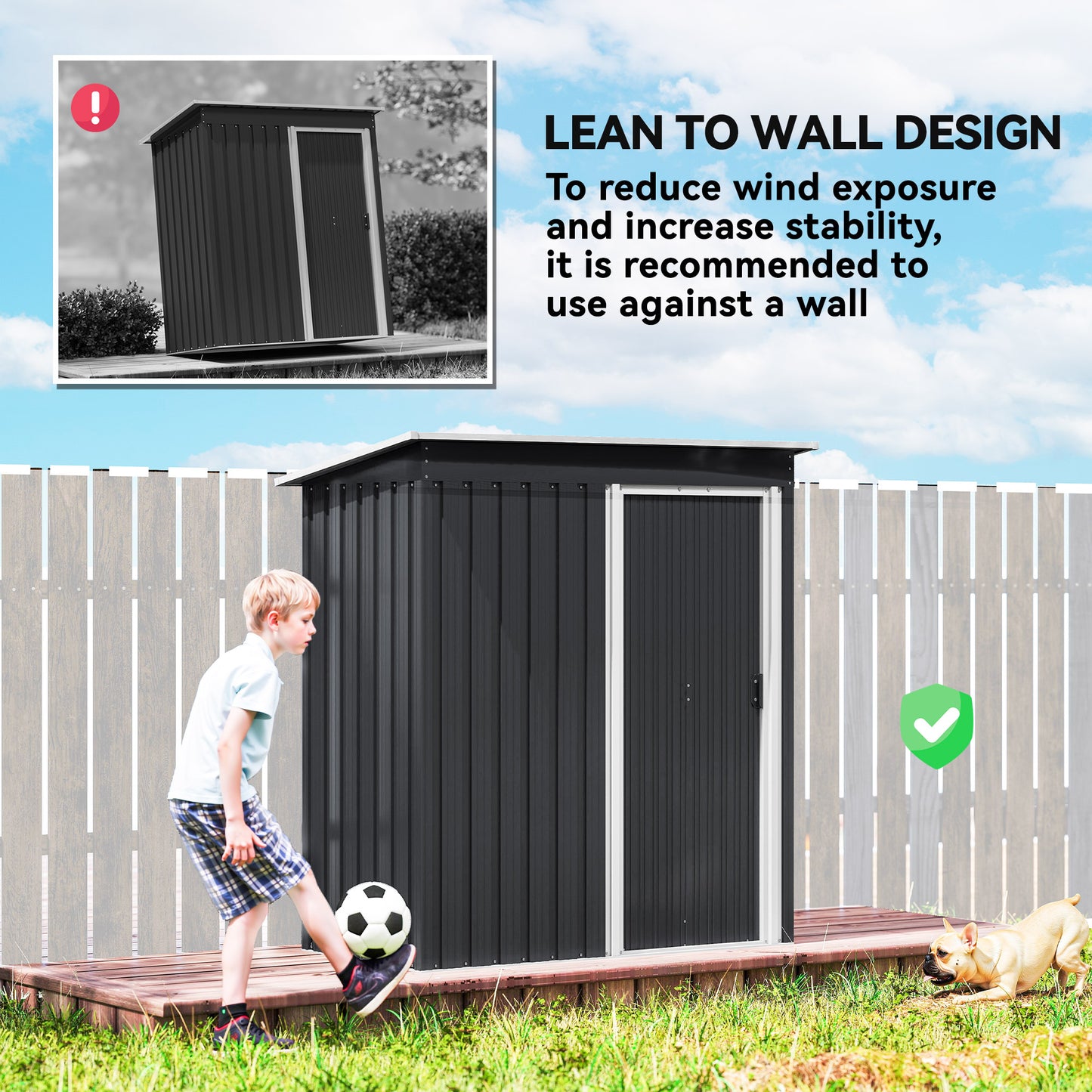 5 x 3ft Garden Storage Shed with Sliding Door