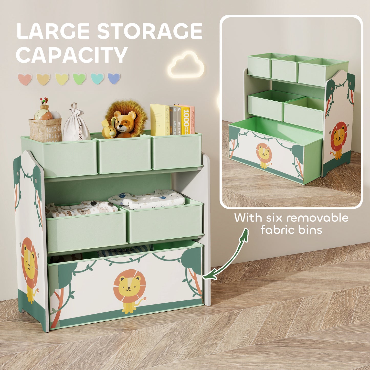 Kids Toy Storage Units, 3-Tier Toy Organiser Shelf