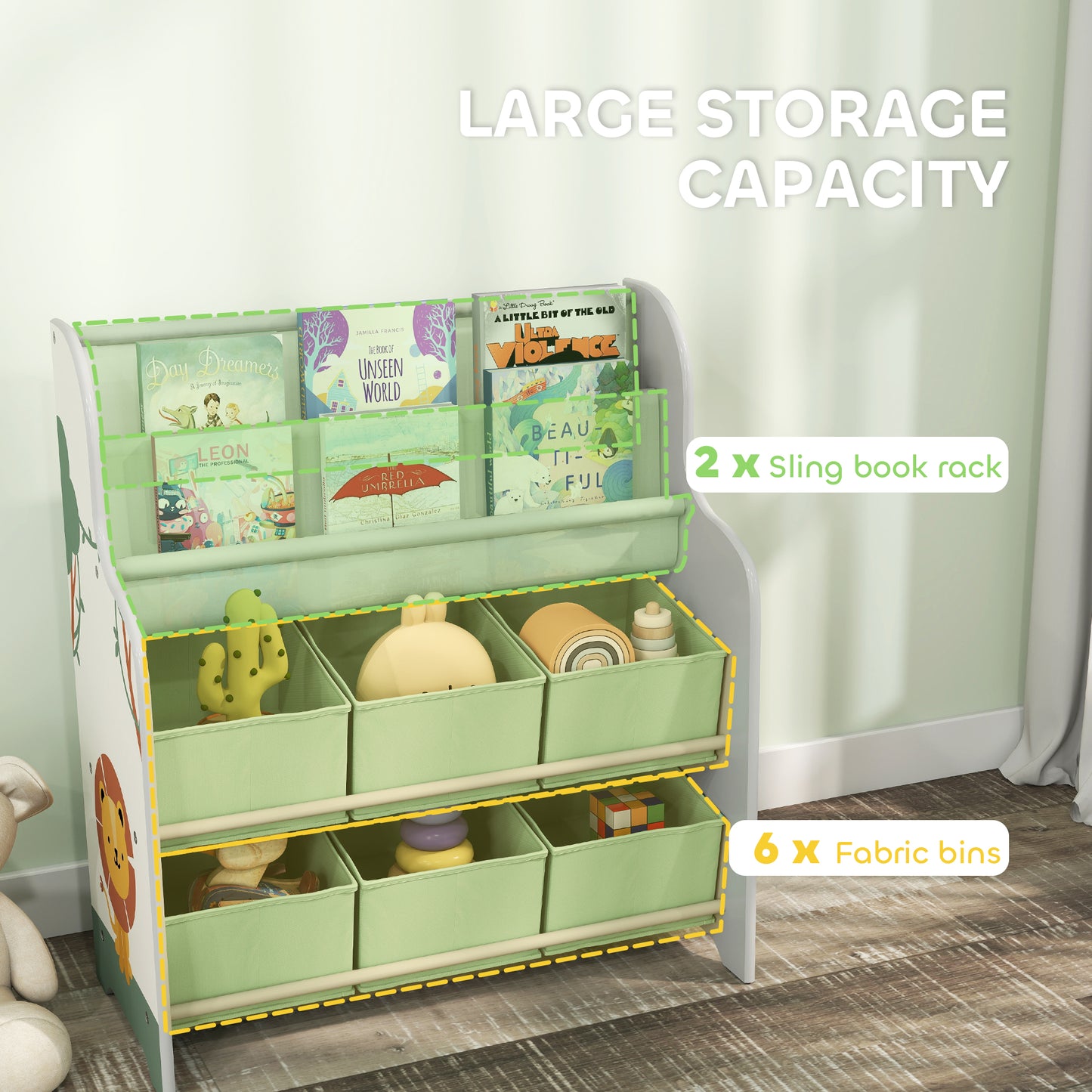Kids Storage Unit, Toy Organiser with 6 Fabric Drawers